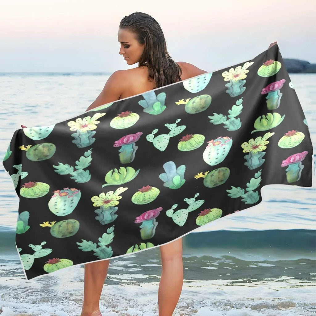 Bestwell Cactus Beach Towel Oversized Towel Blanket, Thin Lightweight Microfiber Sizeand Free Quick Dry Towel, 30”X60” Multipurpose Pool Bath Yoga Sizewim Sizehower Towel