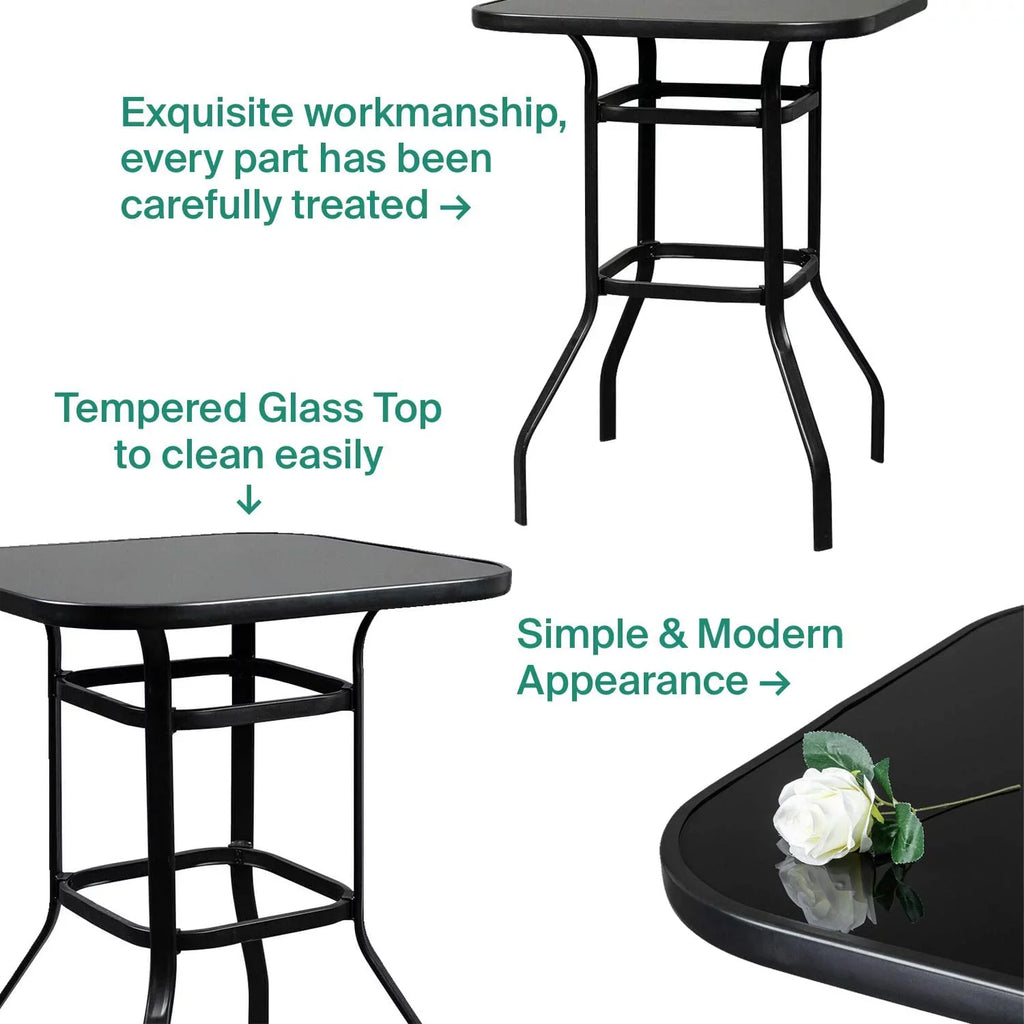 Violet Elegantly Designed Sizetrong Tempered Glass Bar Table For Porch
