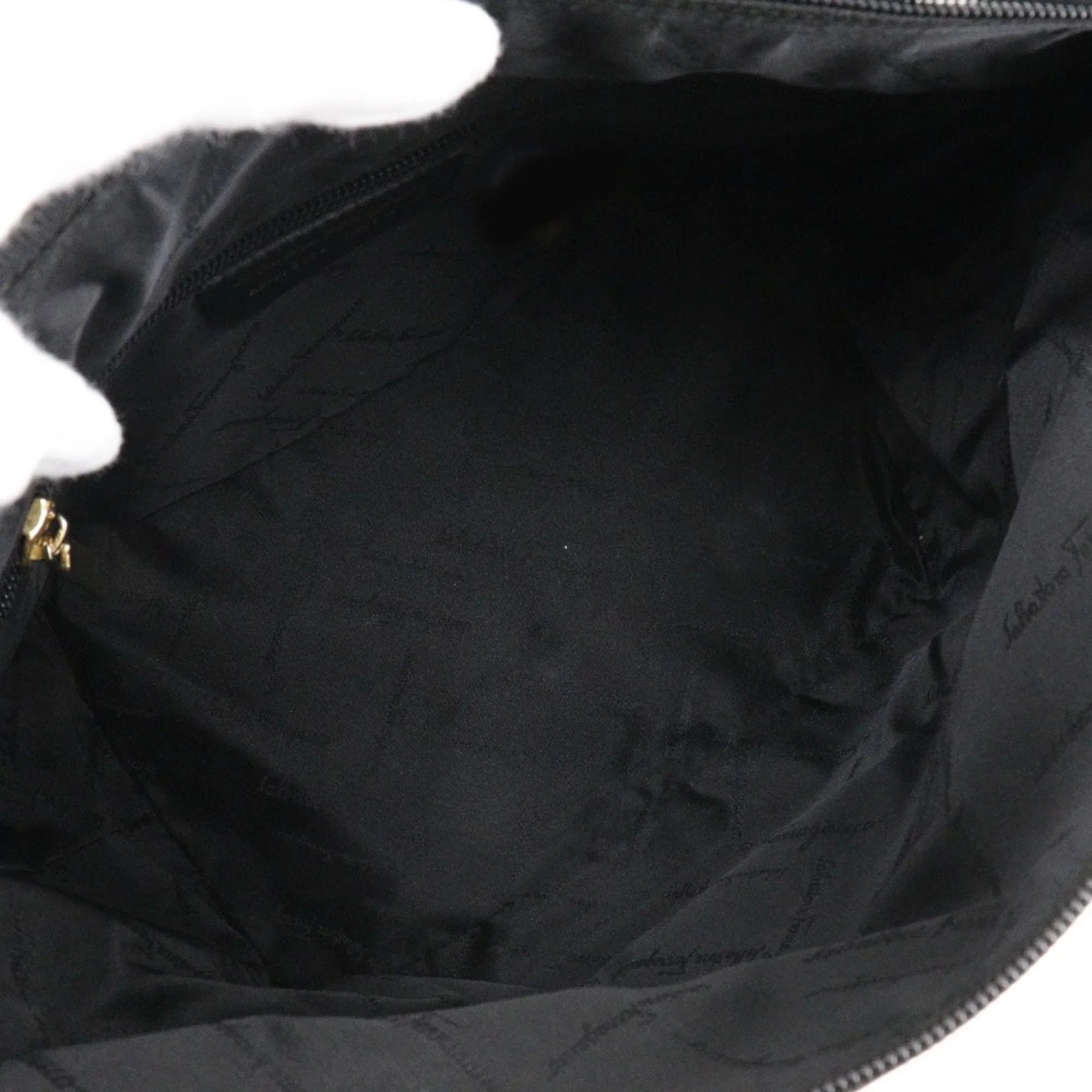 Pre-Owned Sizealvatore Ferragamo One Sizehoulder Bag Gancini AB-21 2779 Canvas x Leather Black Ladies (Fair)