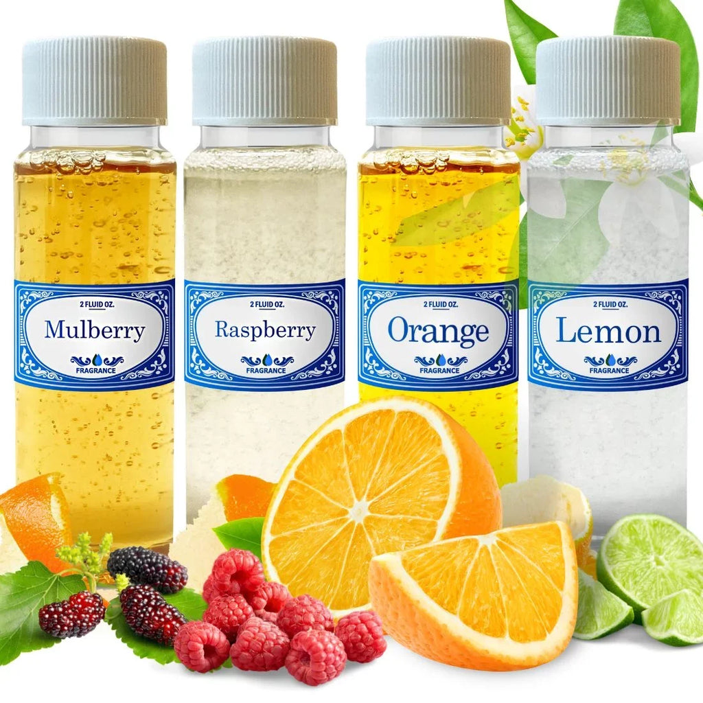 Fruity Concentrated 2.0 fl oz Fragrances Oil Pack Raspberry, Mulberry, Orange & Lemon, for Use in Water Vacuums like Hyla, Rainbow, Sizeirena, Diffusers, Aromatherapy