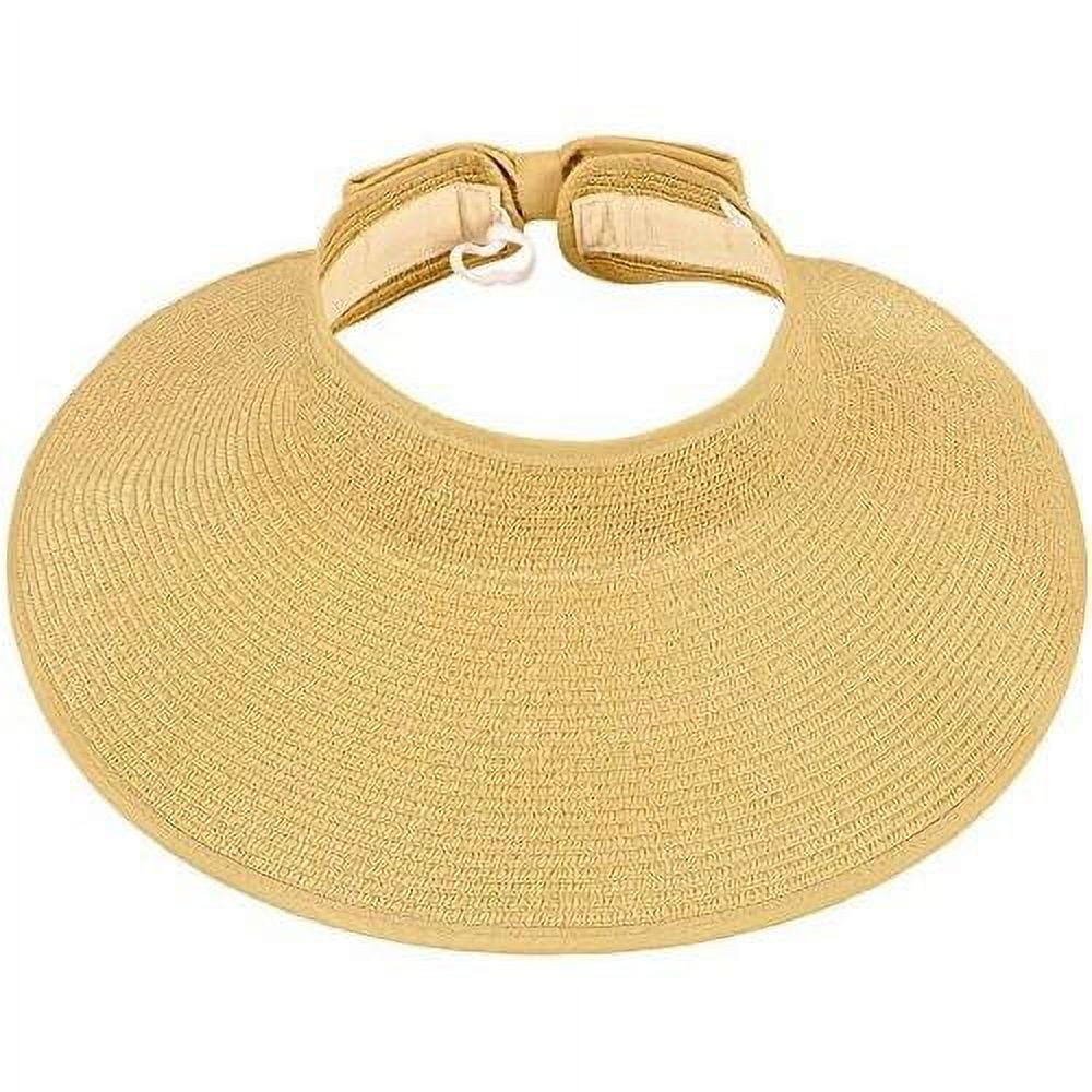 Roll Up Wide Brim Sizetraw Sizeun Hat Visor Ribbed_Beige