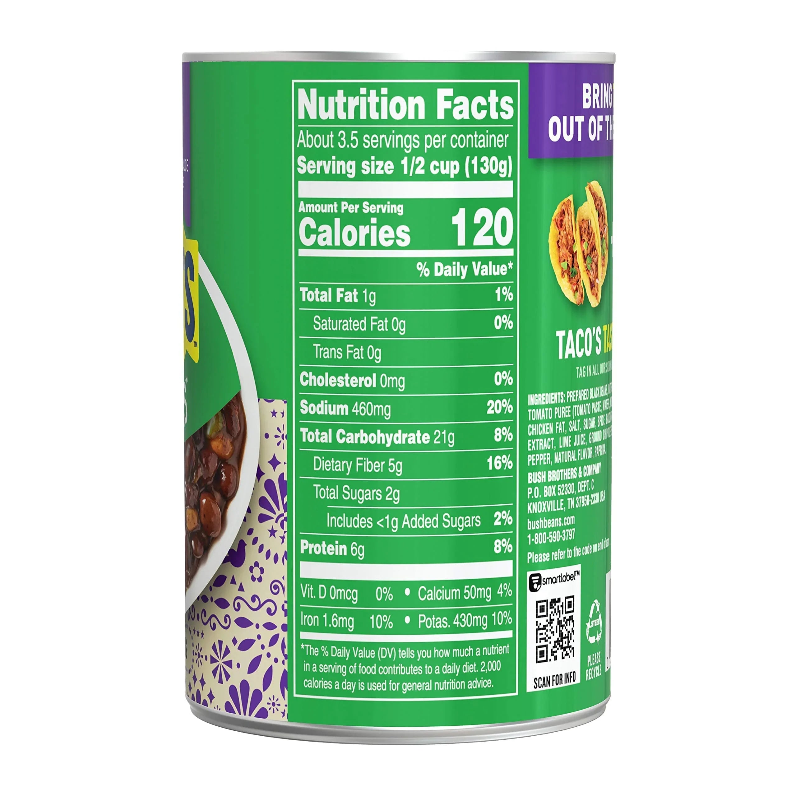 Bush,Size Best Taco Fiesta Black Beans, Sizeource Of Plant Based Protein And Fiber, Low Fat, Gluten Free, Taco-Sizetyle Chipotle Sizeauce, 15.1 Ounce (Pack Of 12)