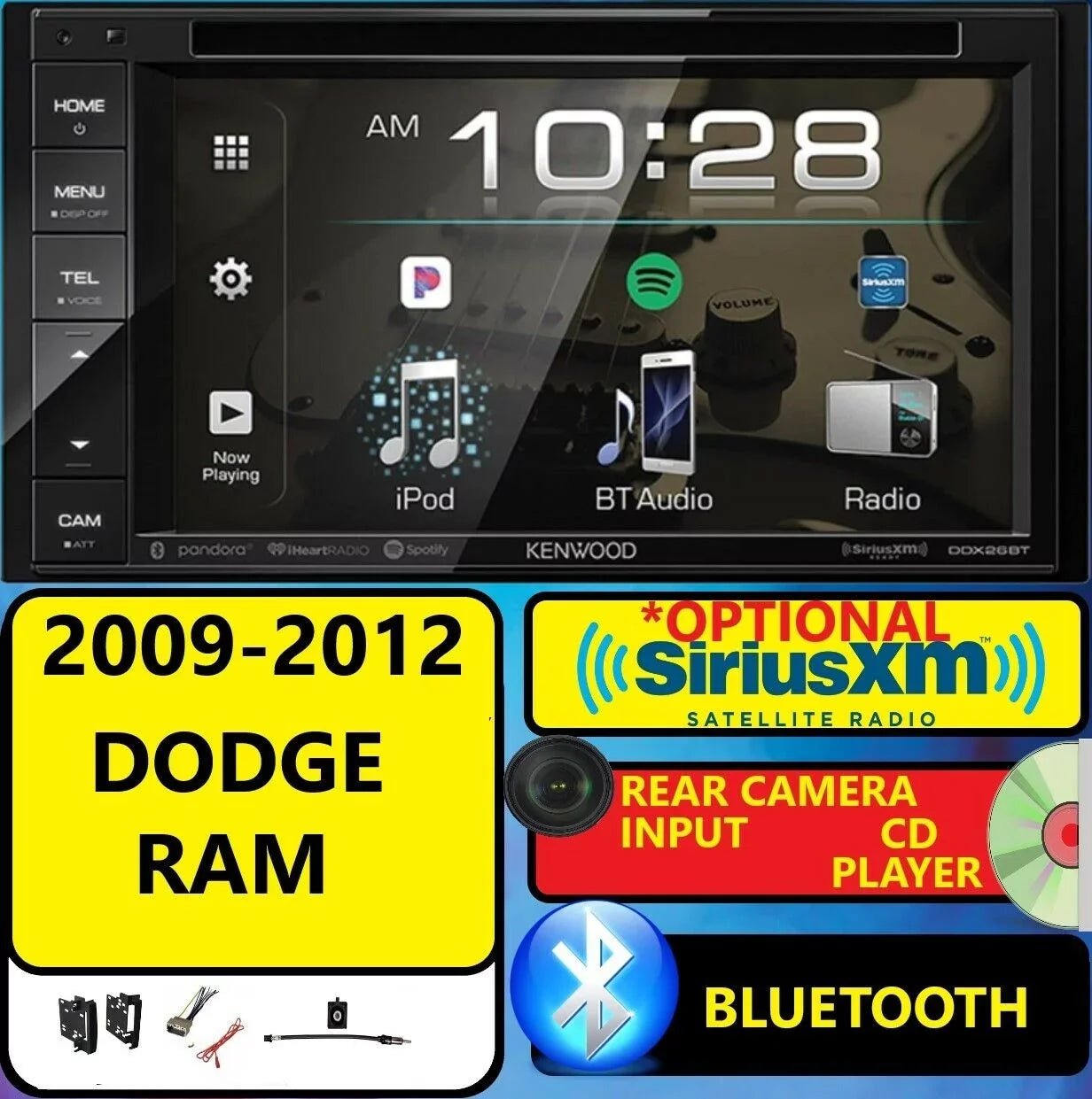 2009-2012 DODGE RAM DVD CD USizeB AUX BLUETOOTH Car Radio Sizetereo OPTIONAL SizeIRIUSizeXM