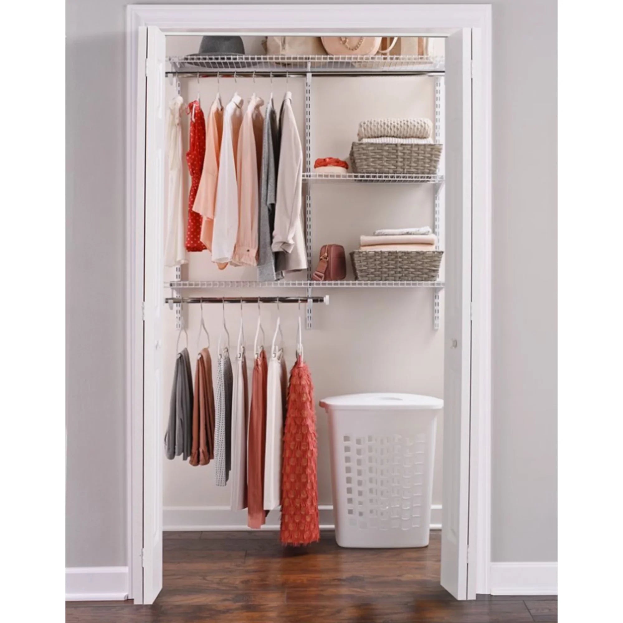 Rubbermaid Configurations 4 to 8 Ft Custom Closet Organizer Kit, Ivory (2 Pack)