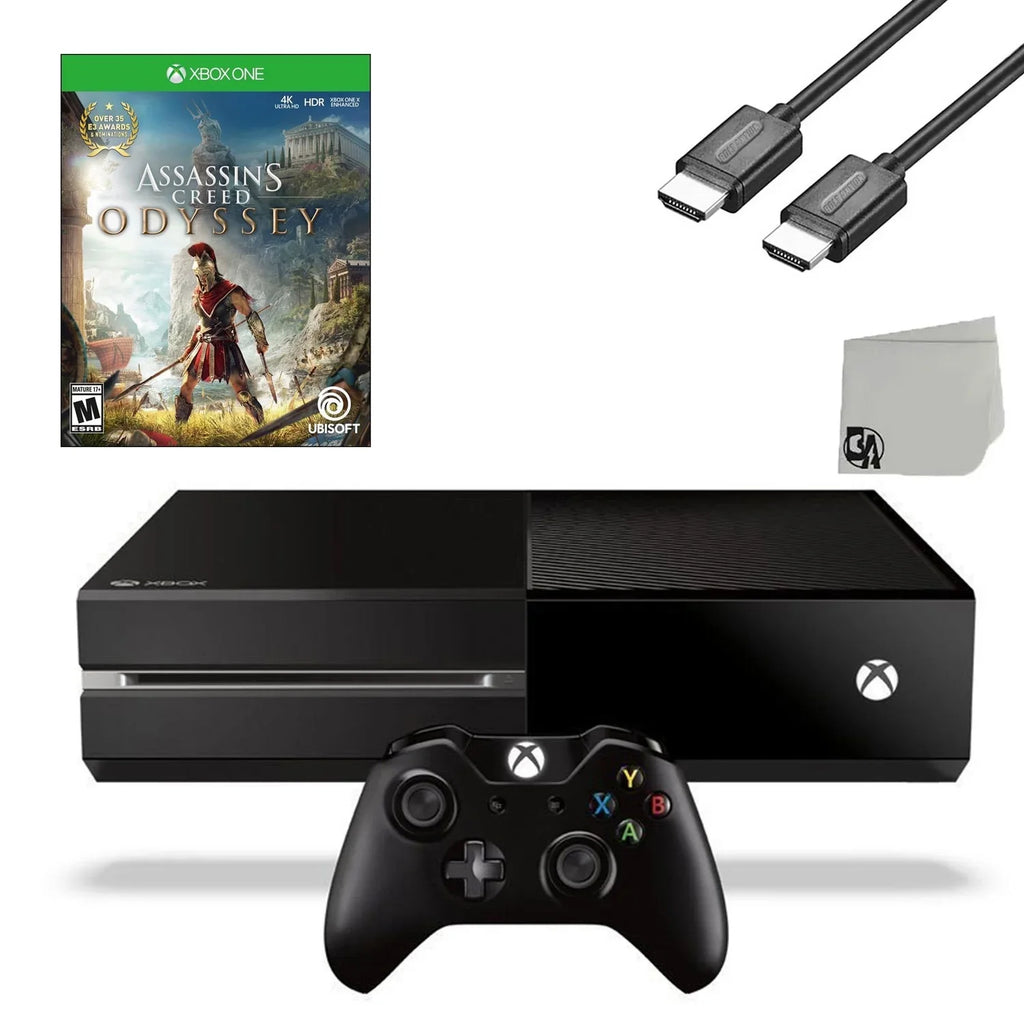 Microsoft Xbox One Original 500GB Gaming Console Black HDMI Cable With Assassin's Creed Odyssey Game BOLT AXTION Bundle Like New