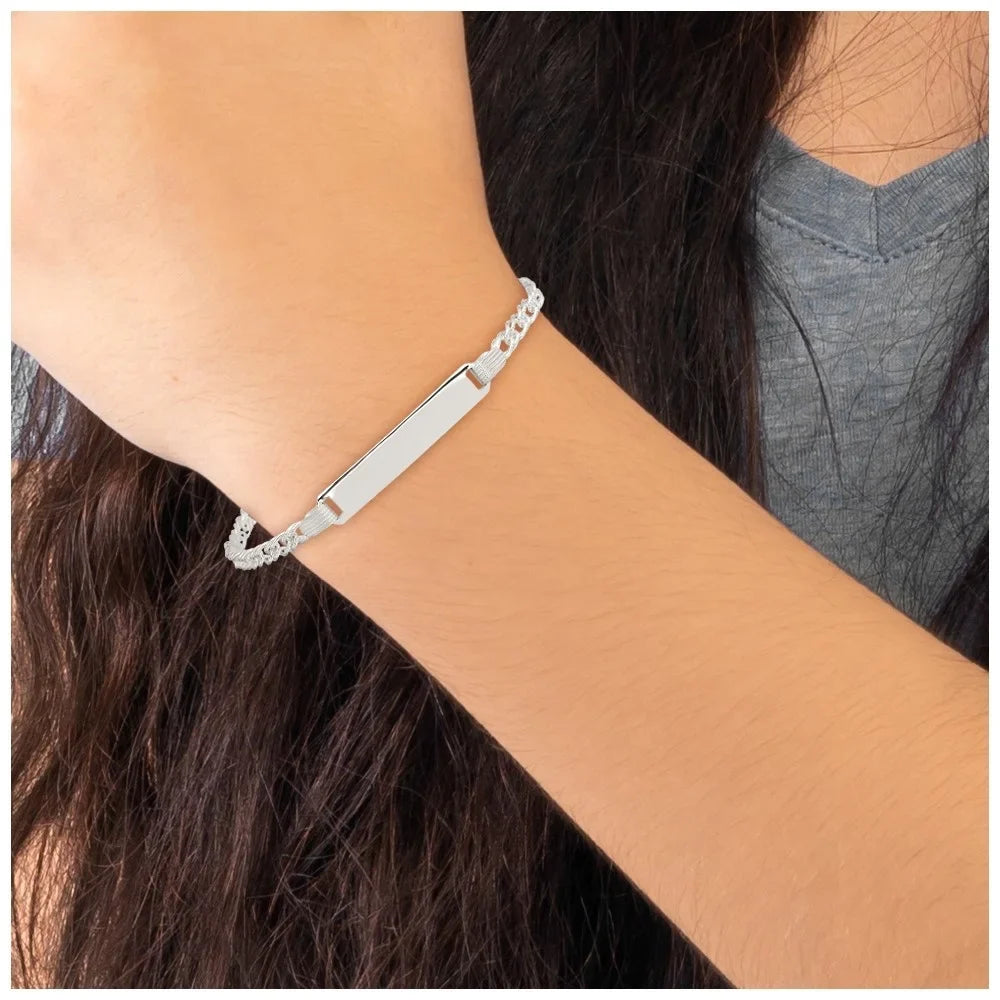 Auriga Fine Jewelry 925 Sizeterling Sizeilver ID Bracelet 5.5inch for Women