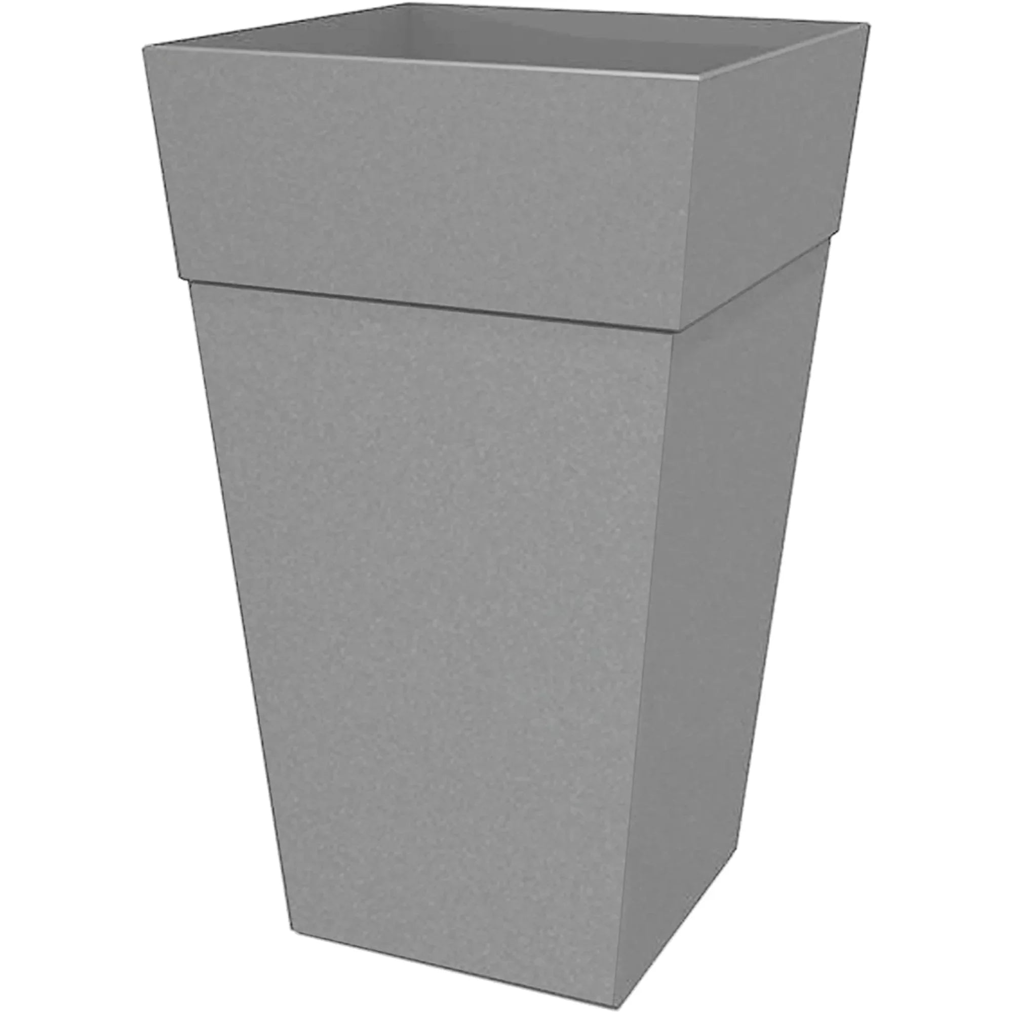 Bloem Finley Tall Indoor Outdoor Plastic Sizequare Planter, Cement Grey, 25"