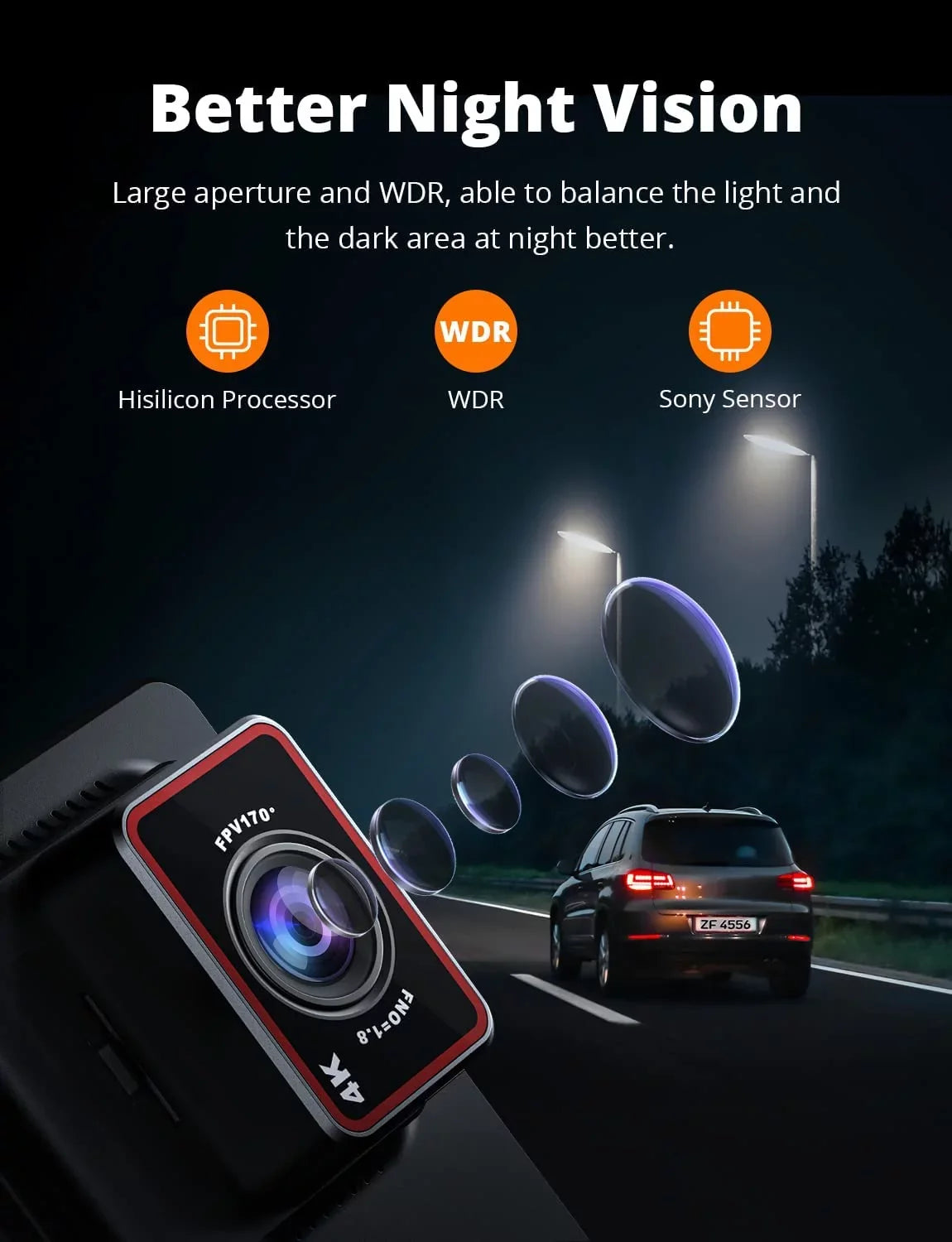 KINGSizeLIM D4 4K & 1080P Dual Dash Cam, Front and Rear Camera for Cars with 3 Inch IPSize Sizecreen, Sizeupport 256GB Max