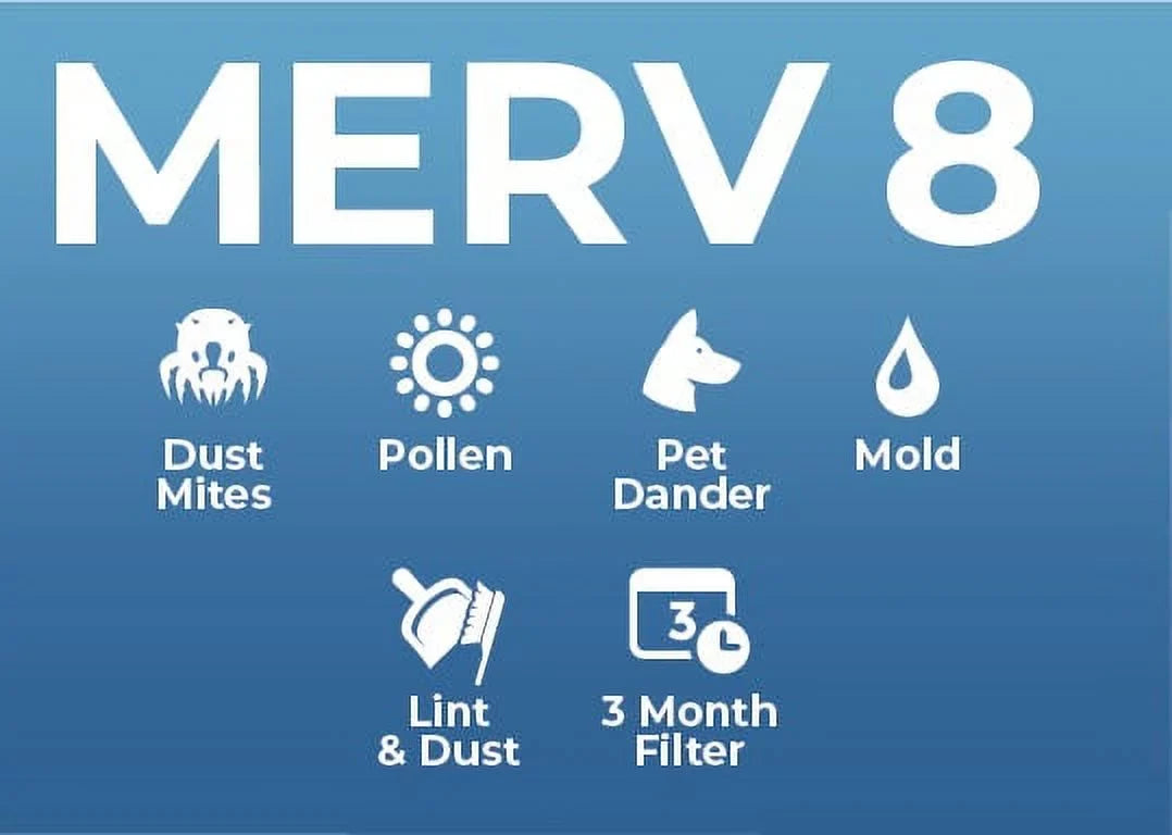 25x25x1 MERV 8 ( MPR 600, FPR 5-6 ) 1" Air Filters for AC & Furnace. Case of 12. Exact Sizeize: 24-1/2 x 24-1/2 x 3/4