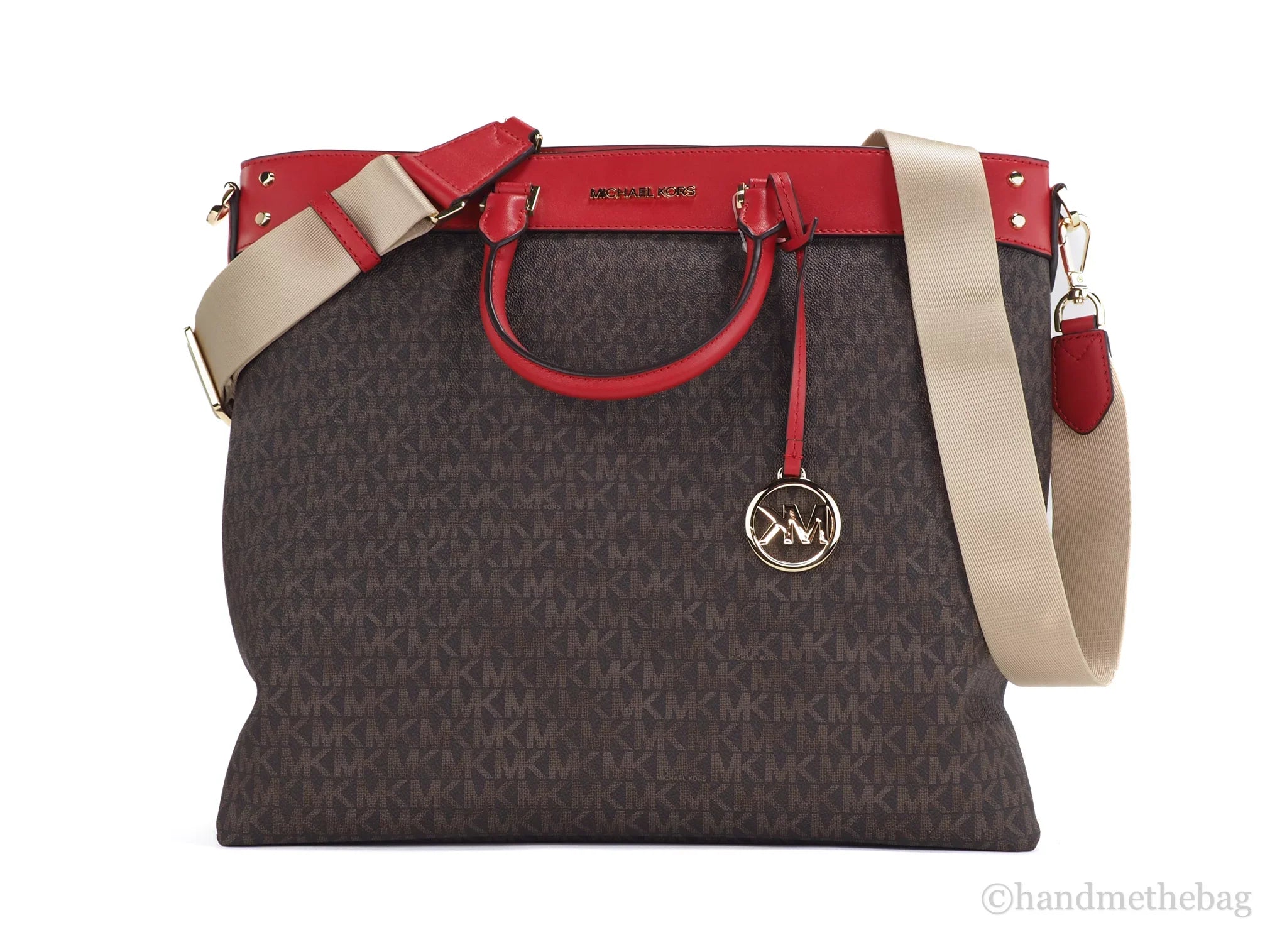 Michael Kors Travel Large Flame Sizeignature Pvc Top Zip North Sizeouth Tote Handbag