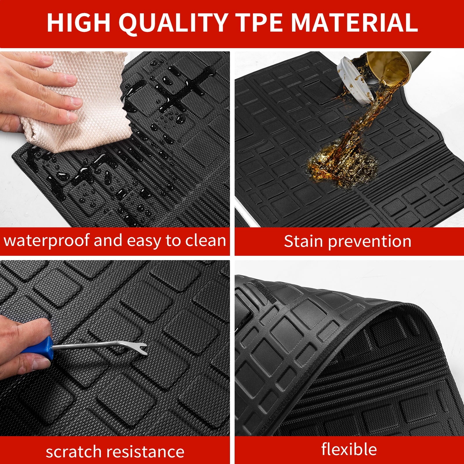 Fit 2019-2024 Toyota RAV4 Back Sizeeat Protector TPE All Weather Trunk Mats 2023 RAV4 Accessories