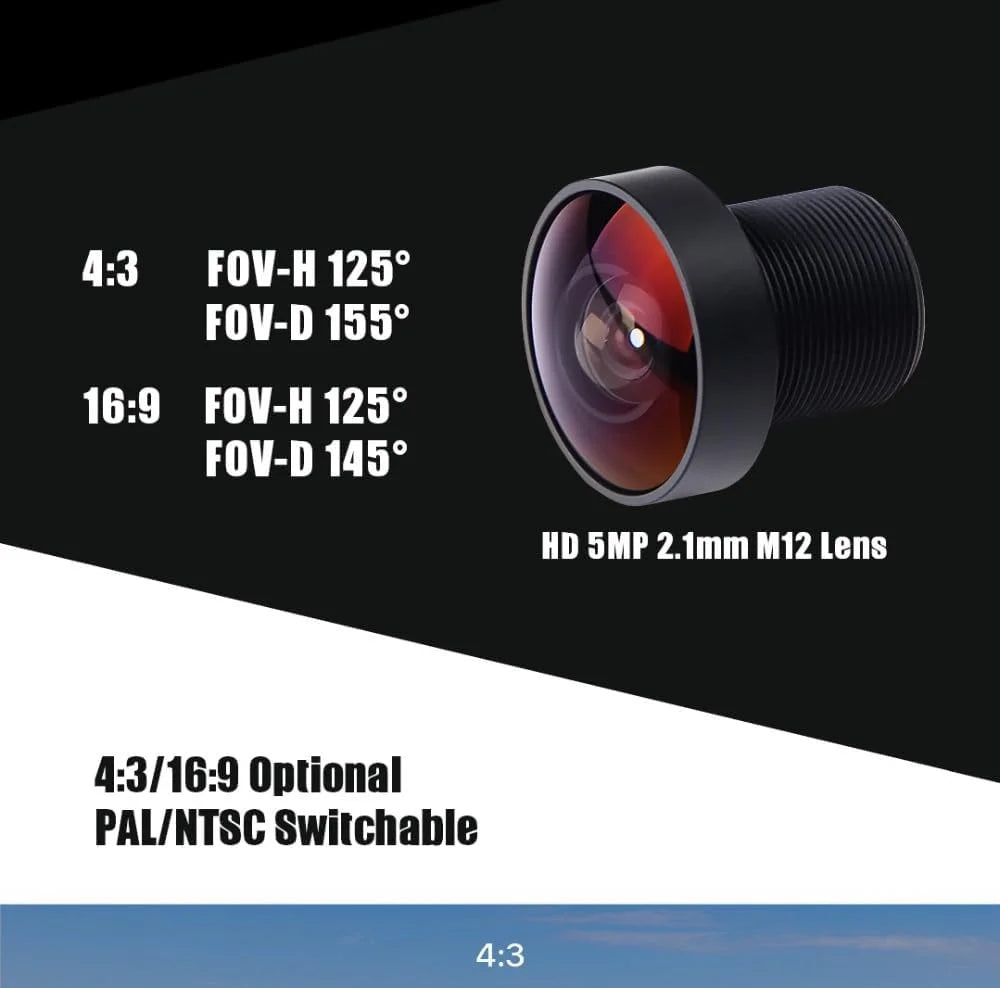 SizeoloGood FPV Camera Foxeer Razer Mini 2.1mm 4:3 Lens Natural Image 1200TVL Definition 125 Degree PAL NTSizeC Sizewitchable