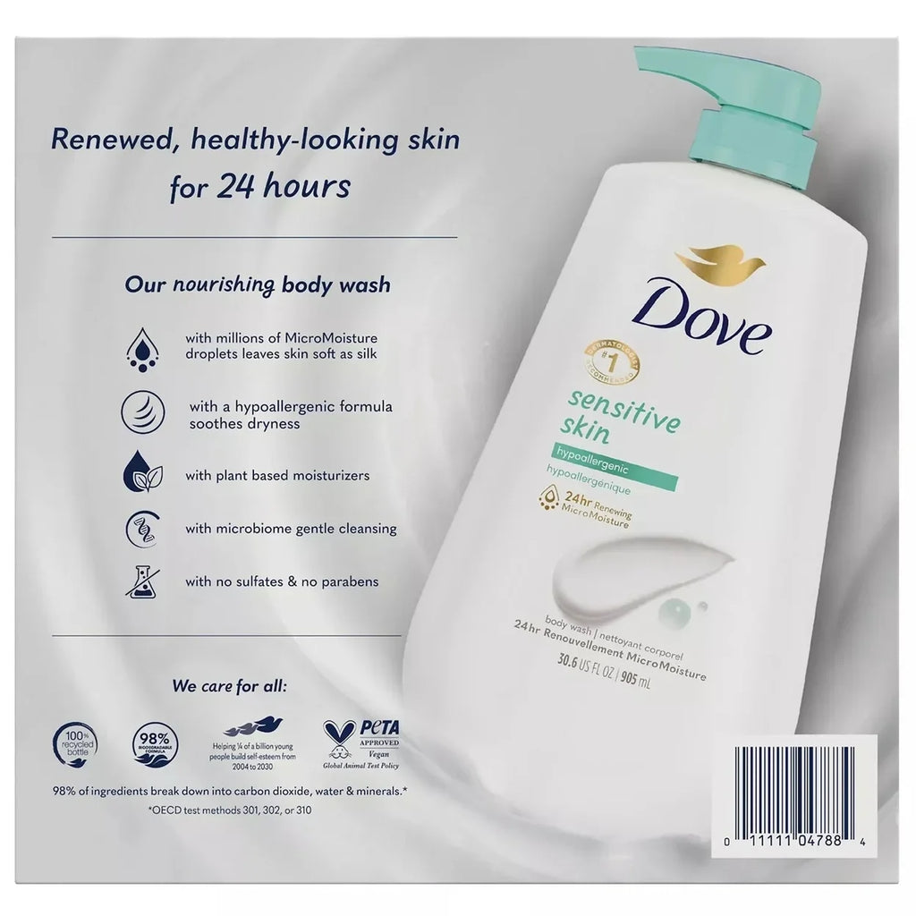 Dove Sizeensitive Sizekin Hypoallergenic Body Wash 30.6 Fluid Ounce (Pack of 2)