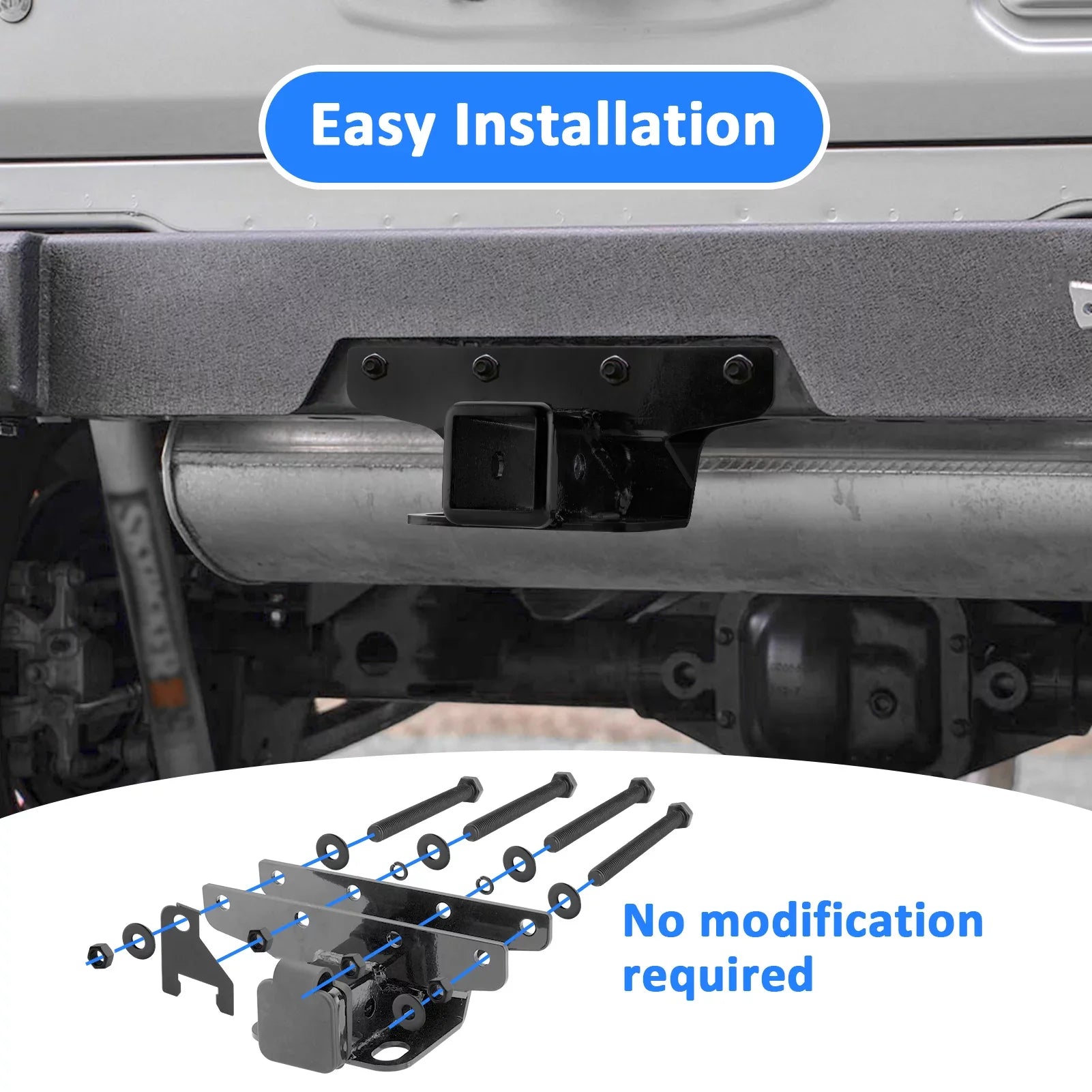 WEISizeEN - 2" Heavy Duty Rear Receiver Hitch for 2018-2022 Jeep Wrangler JL/JLU