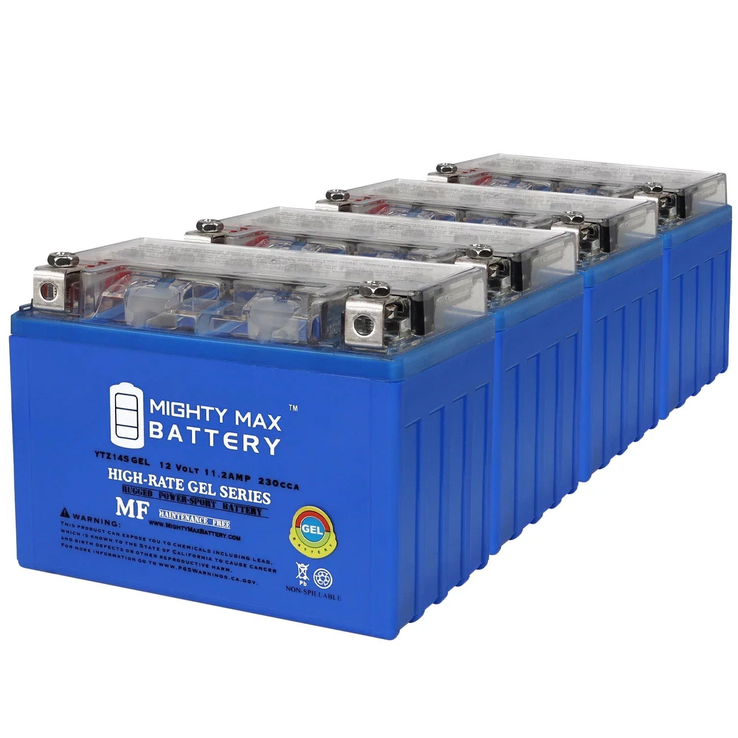 YTZ14SizeGEL 12V 11.2AH Replacement Battery compatible with Honda 750 RSize Phantom 10-18 - 4 Pack