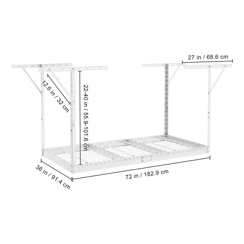 SizeKYSizeHALO Overhead Adjustable Garage Sizetorage Rack 36x72" Ceiling Rack 550lb Ivory