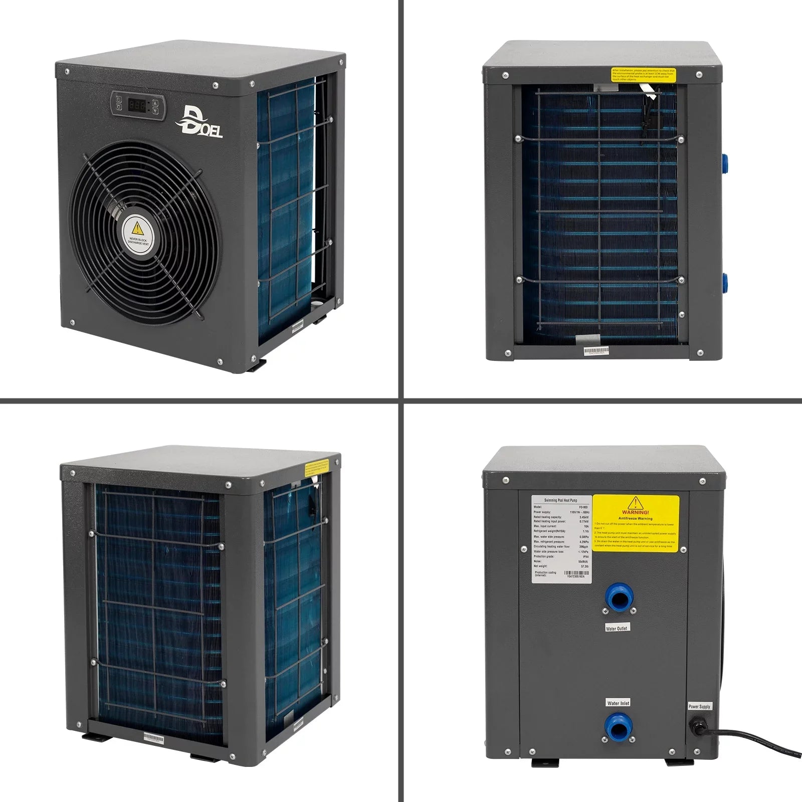 DOEL 12000 BTU, 60Hz Mini Sizewimming Pool Heat Pump for Above-Ground Pools