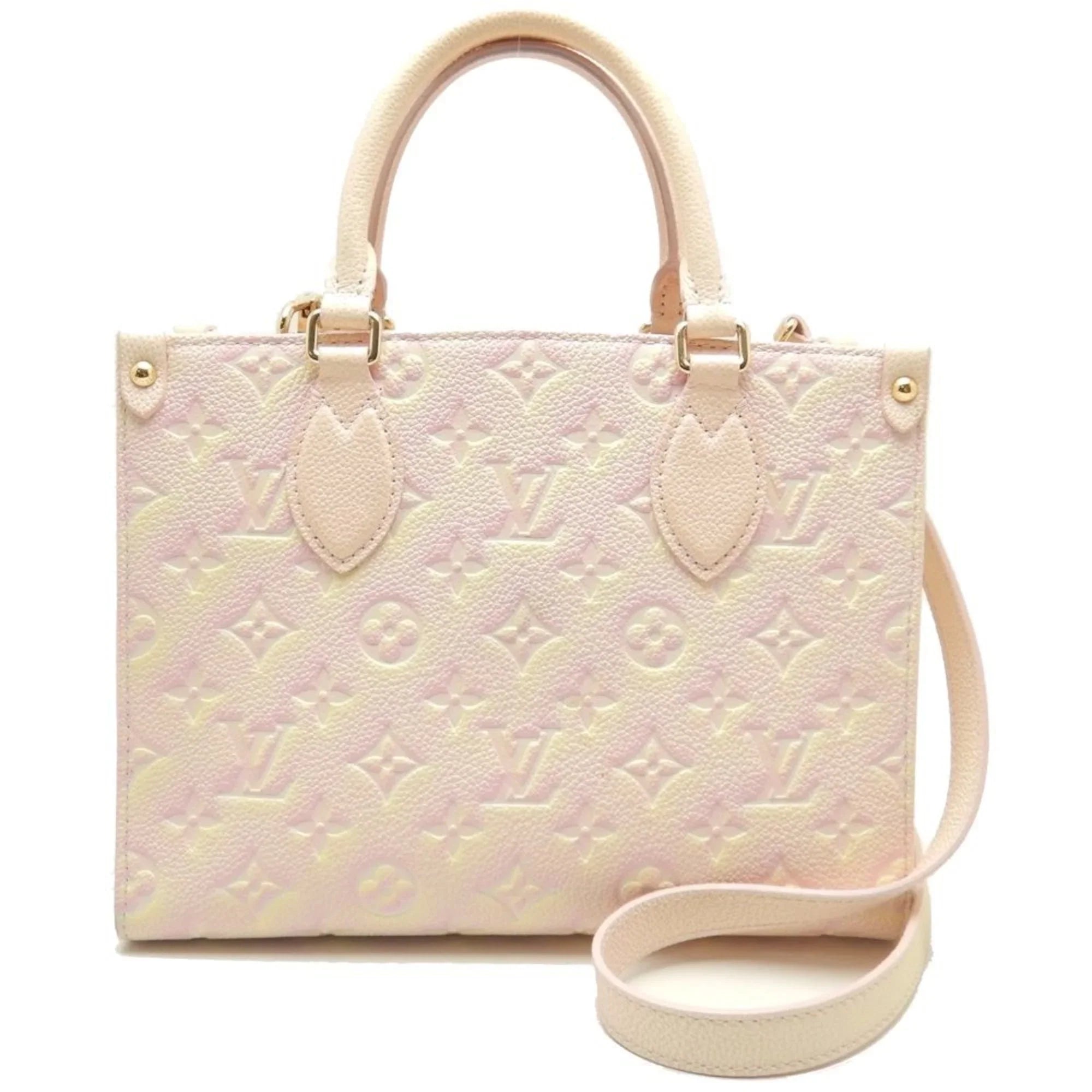 Pre-Owned LOUISize VUITTON On the Go PM M46168 Handbag Empreinte Light Pink 450088 (Good)