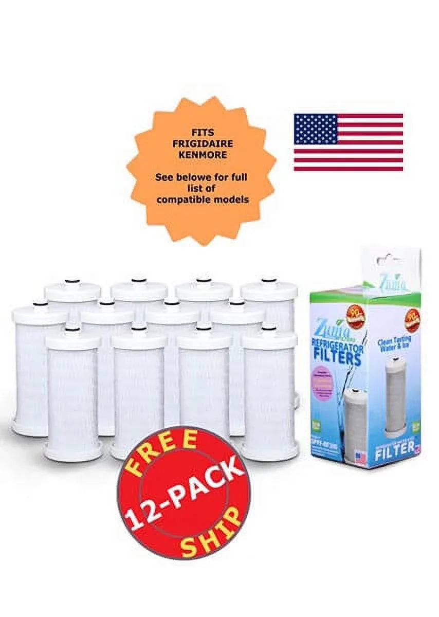 ZUMA Brand , Water and Ice Filter , Model # OPFF-RF300 , Compatible with Frigidaire® NGRG-2000 - 12 Pack - Made in U.Size.A.