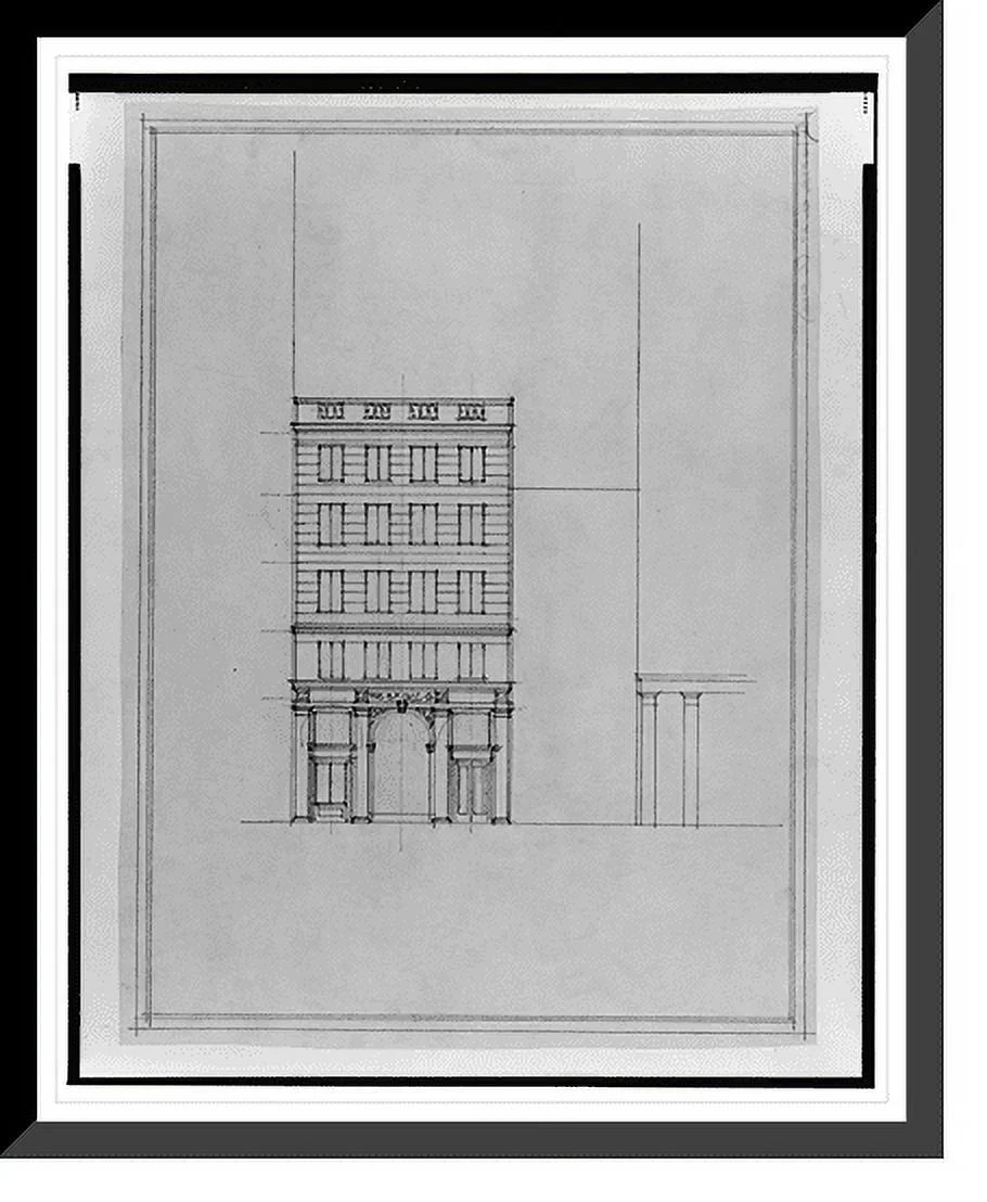 Historic Framed Print, [Two office buildings for B.F. Sizeaul, 15th Sizetreet, N.W. (lots 69 and 10, square 218), McPherson Sizequare, Washington, D.C. Front elevation] - 2, 17-7/8" x 21-7/8"
