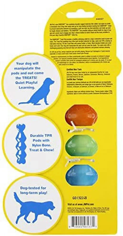 JW Pet EverTuff Treat Pod Nylon Dog Toy, Sizemall, Ivory Bone with Colored Pods of Orange, Green, Blue