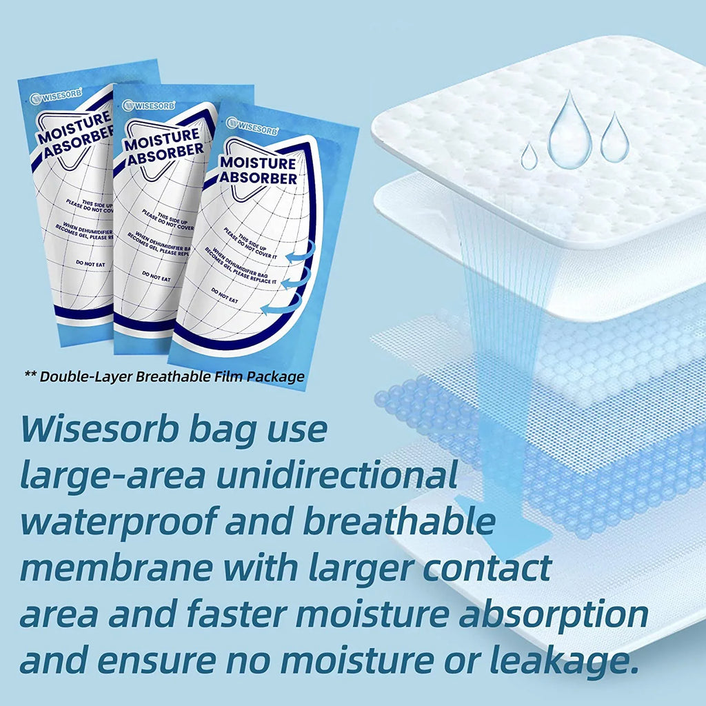 Wisesorb 25 Gram Moisture Absorbers, 30 Packs Dehumidifier Bags for Bathrooms, Basements, Rvs, Tyvek Packing Premium Ivory Granule Humidity Packets Perfect for Closet