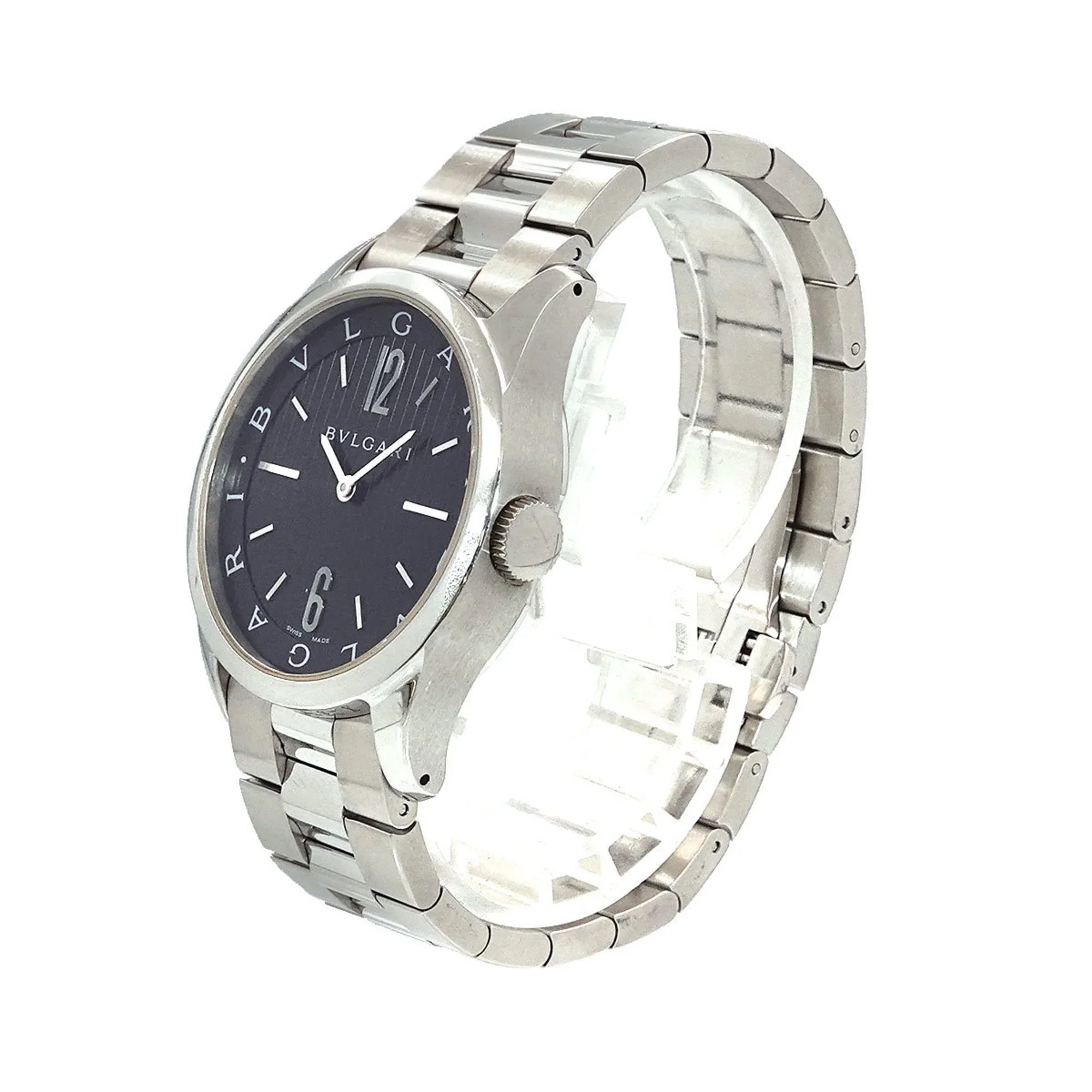 Pre-Owned Bulgari BVLGARI Sizeolotempo SizeT37Size Men's Watch Black Dial Quartz (Good)