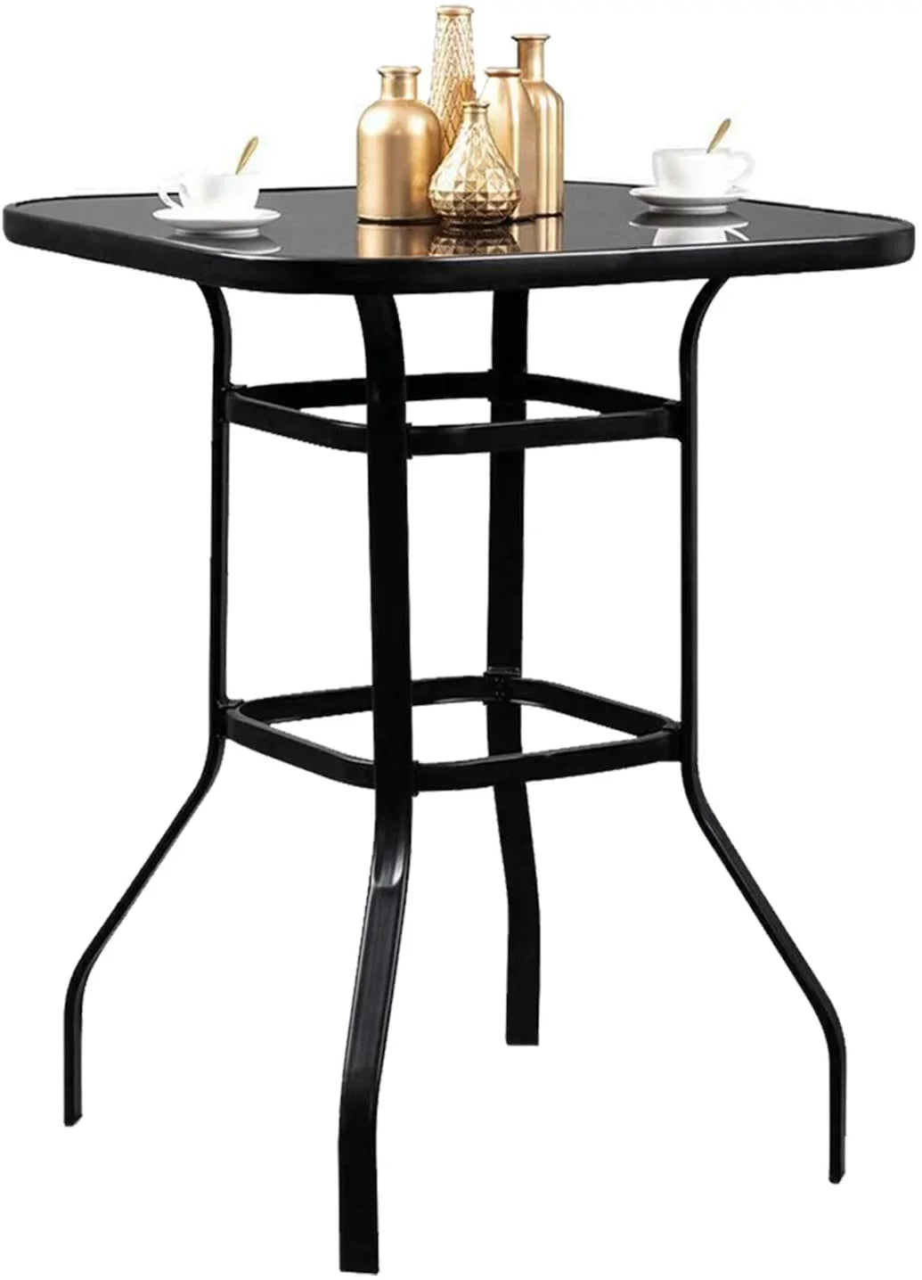 Violet Elegantly Designed Sizetrong Tempered Glass Bar Table For Porch