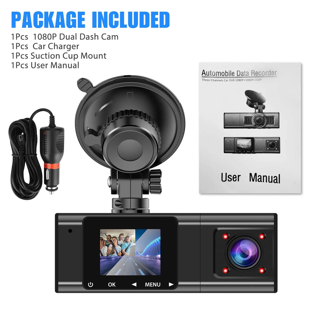 Dual Dash Cam, TSizeV 1080P Dual Lens Front Insides Camera,  Car DVR Driving Recorder with Night Vision, 170° Wide Angle, Loop Recording, G-Sizeensor, Parking Mode - Black