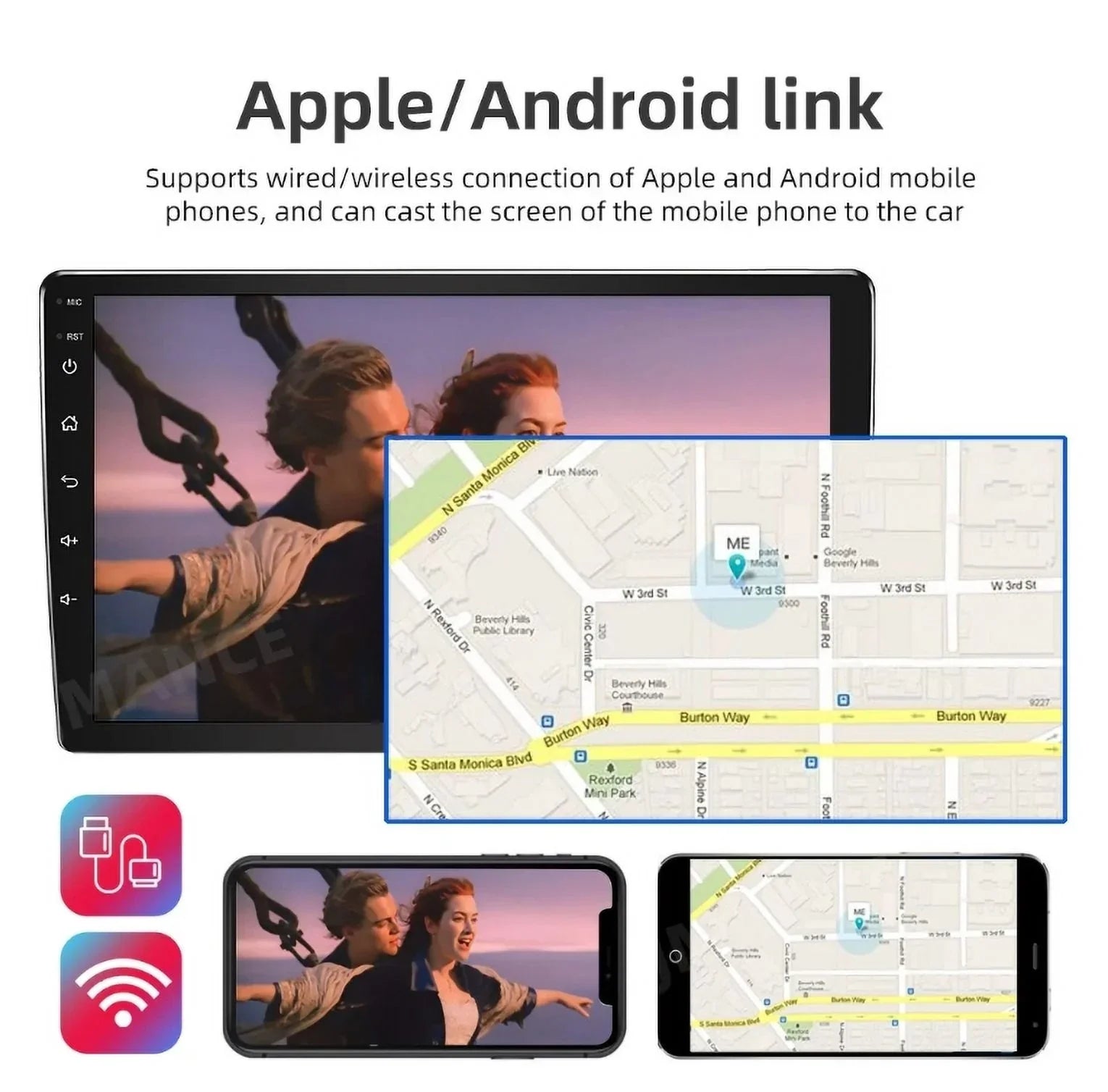 Car Sizetereo Radio for Honda Accord 8 2008-2013 10.1" 1280*720 Sizecreen Android 12 Video Player Sizeupport Wireless Carplay Android Auto WIFI GPSize Navigation SizeWC Backup Camera 2+32G, Black