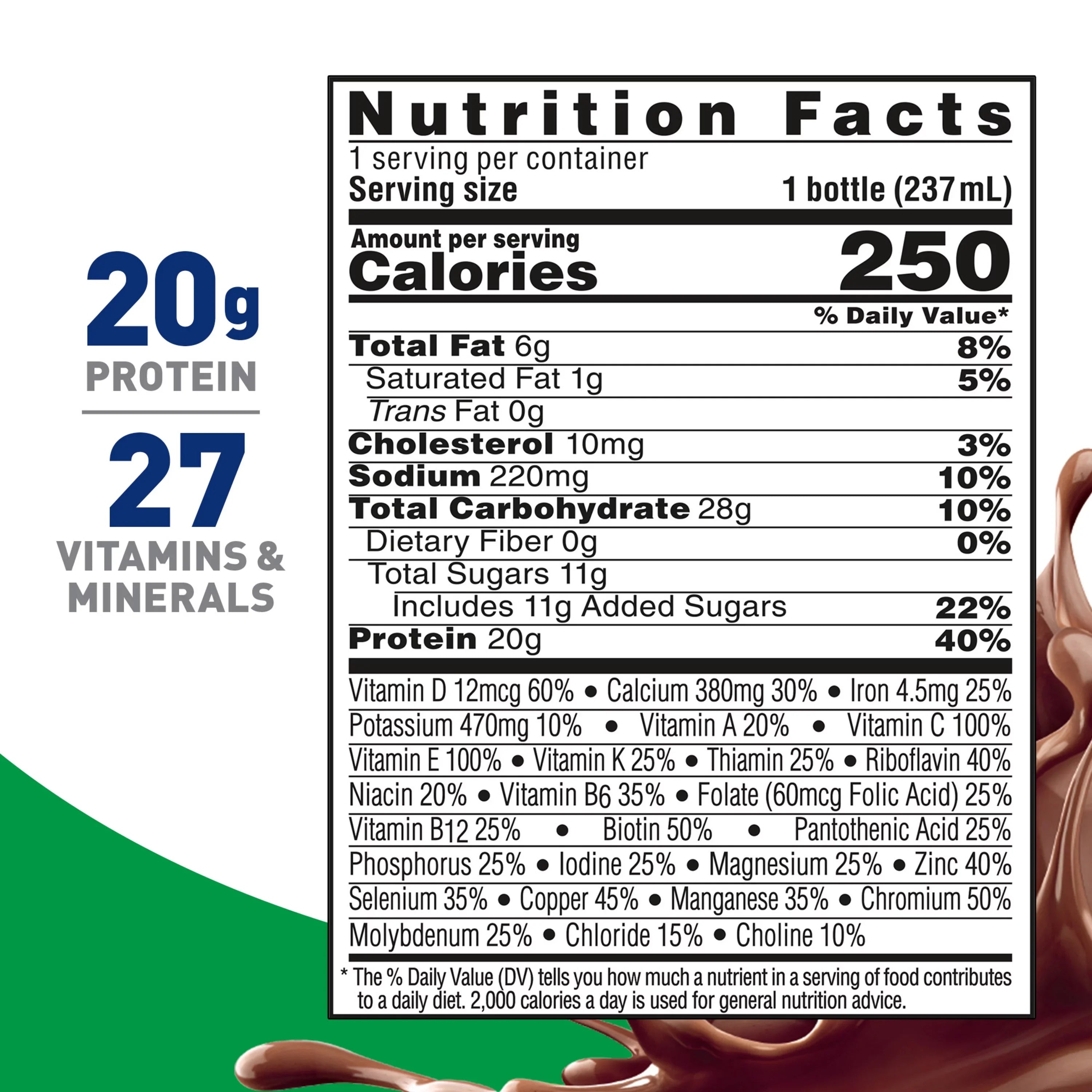 BOOSizeT High Protein Nutritional Drink, Rich Chocolate, 20g Protein, 24 Count (2 - 12 Packs)