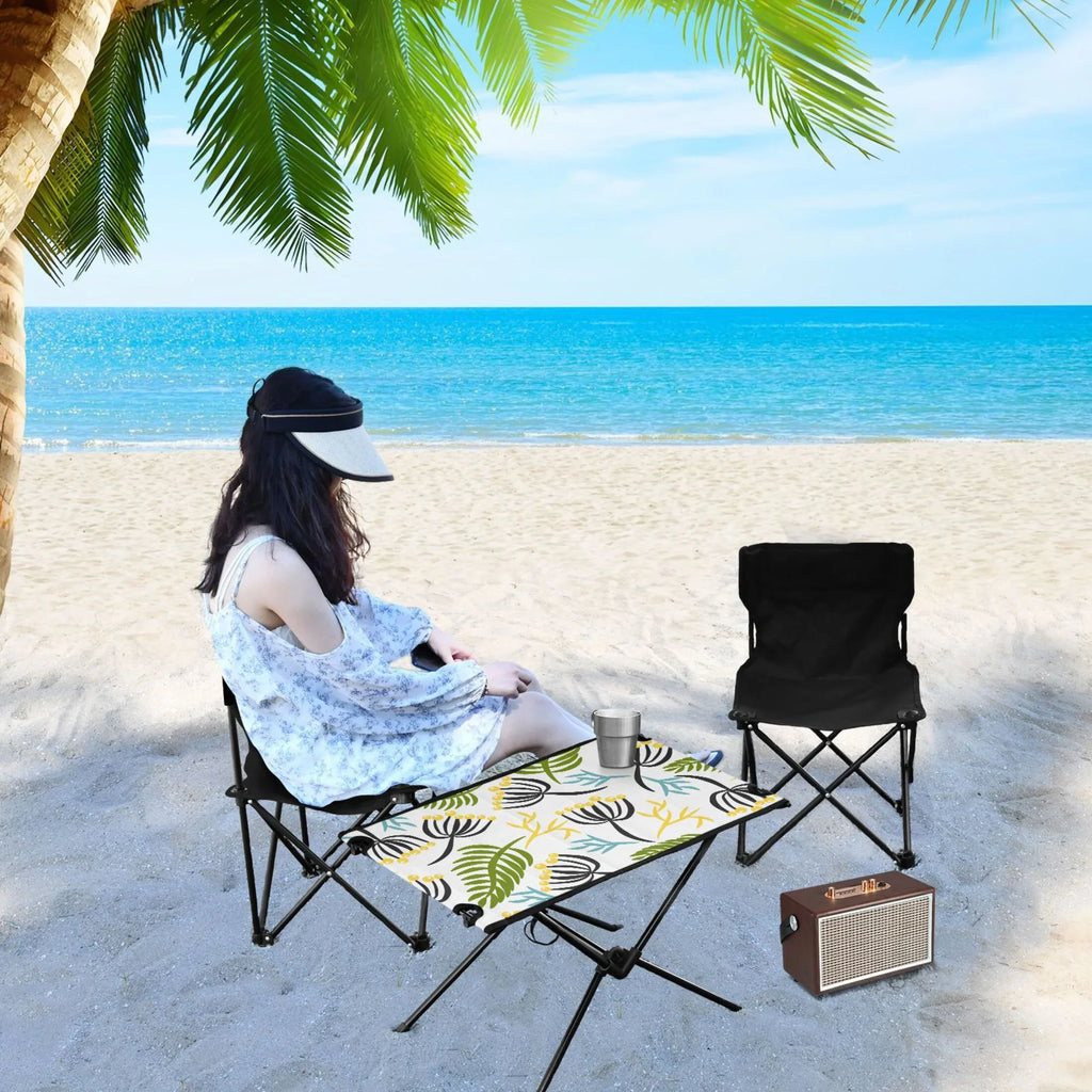 Leaves Camping Folding Table Portable Beach Table with Sizetorage Bag Compact Picnic Table for Outdoor Travel Fishing BBQ