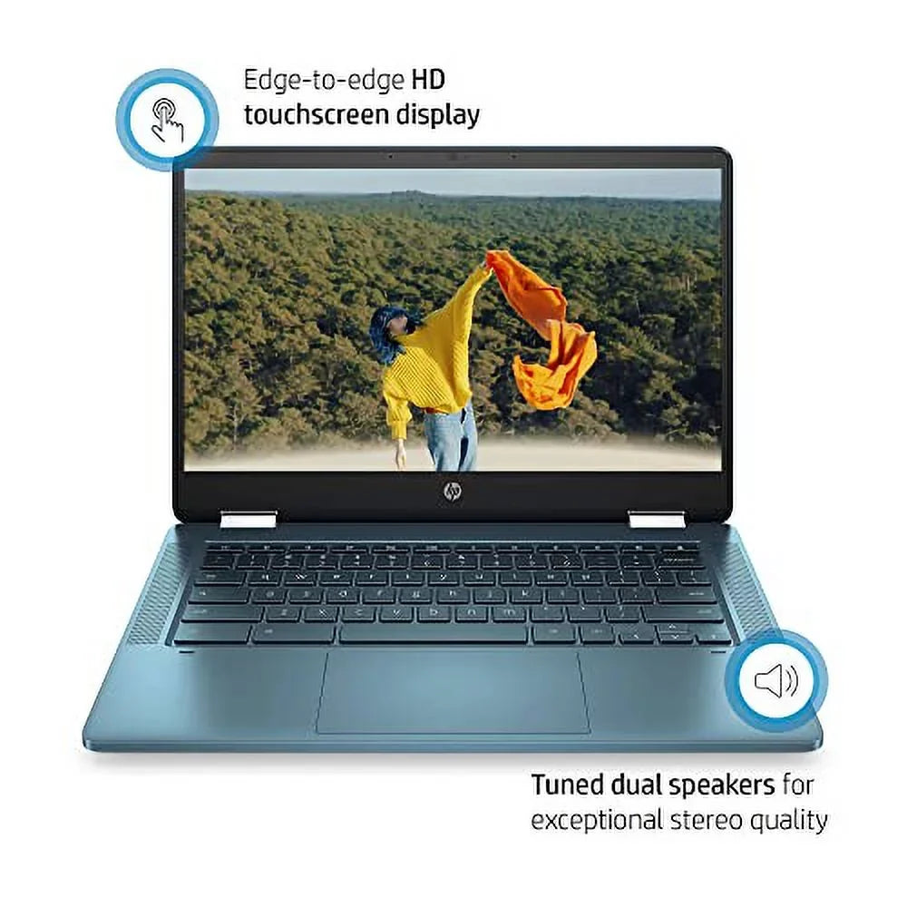 HP X360 14" HD Touch Chromebook, Intel Celeron N4120, 4GB RAM, 64GB eMMC, Intel UHD Graphics 600, Forest Teal, Chrome OSize, 14a-ca0790wm