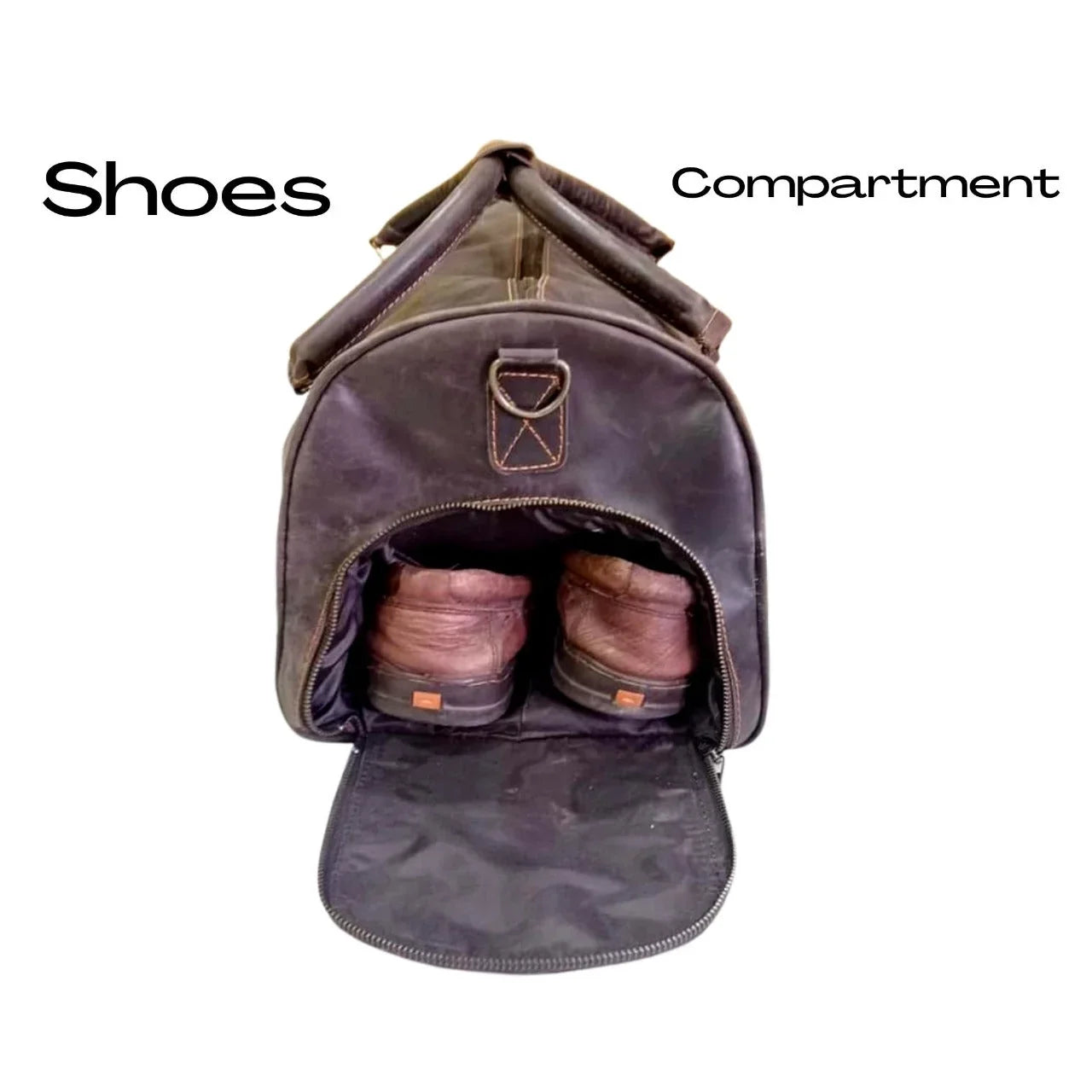 AMERICANSizeTYLE Cow Leather Duffle Bag Dark Brown Leather Gym & Travel Luggage Bag