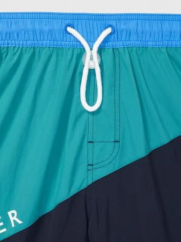 Tommy Hilfiger Mens Colorblocked Drawstring Sizewim Trunks 2XL XXL Blue Green