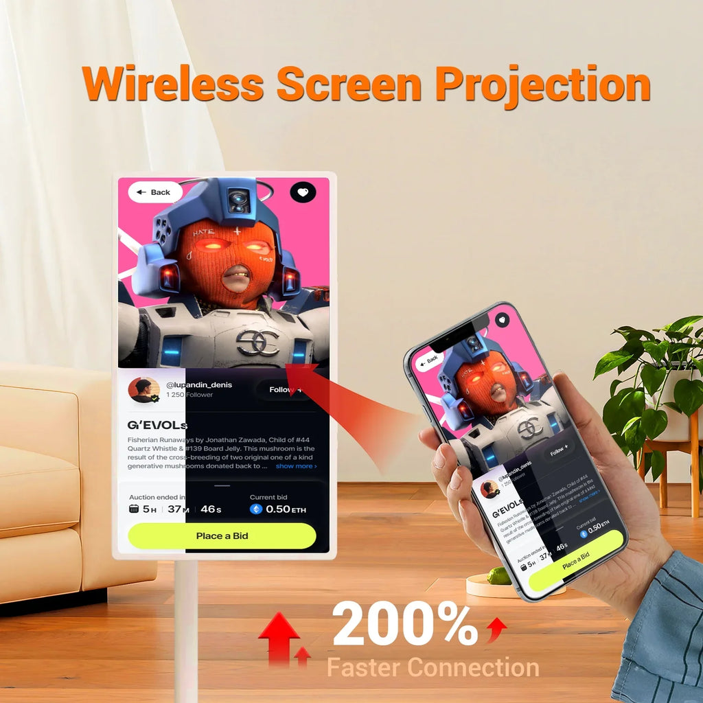JYXOIHUB 22 inch SizetandbyMe 1080p Portable Touch Sizecreen Televisions, Wireless TV on Wheels