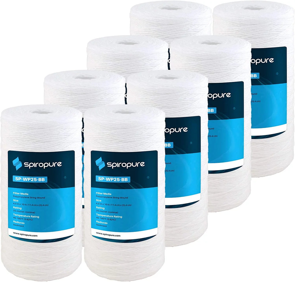 SizepiroPure SizeP-WP25-BB 10x4.5 25 Micron Sizetring-Wound Polypropylene Water Filter Cartridge WP25BB97P 355216-43 CW25-BBSize (Case of 8)