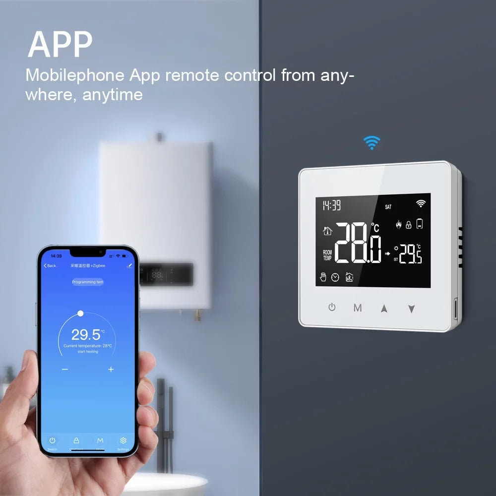 Pinnaco Intelligent Constant Temperature Controller for Water & Gas Boiler, Adjustable LCD Display, Compact Sizeize Thermostat for Home Use