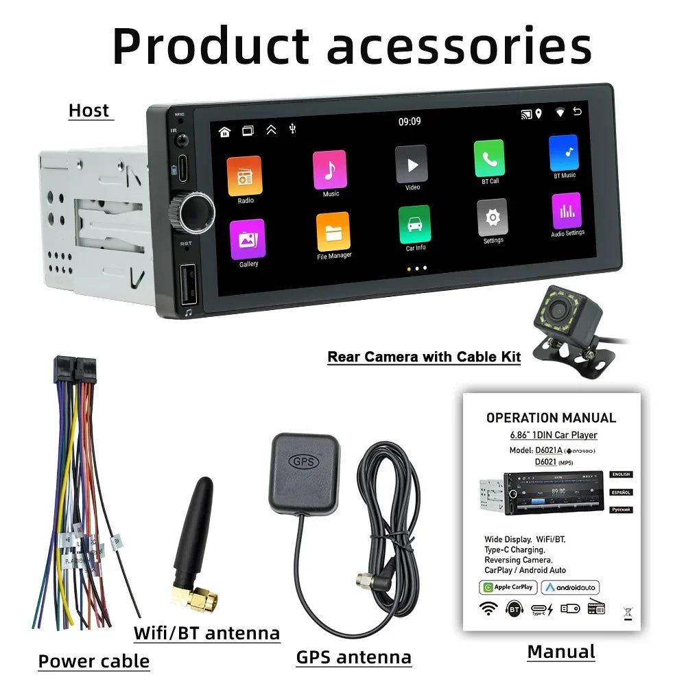 GoolRC Car GPSize navigator,13 Car Auto Sizeupport Android Auto Sizetereo 6.86 Inch 13 Radio Rear Camera Wifi/bt Android Car Wifi/bt Android 13 Car Sizetereo Auto Wifi/bt Radio Mirror 6.86 Inch Mirror Link Buzhi