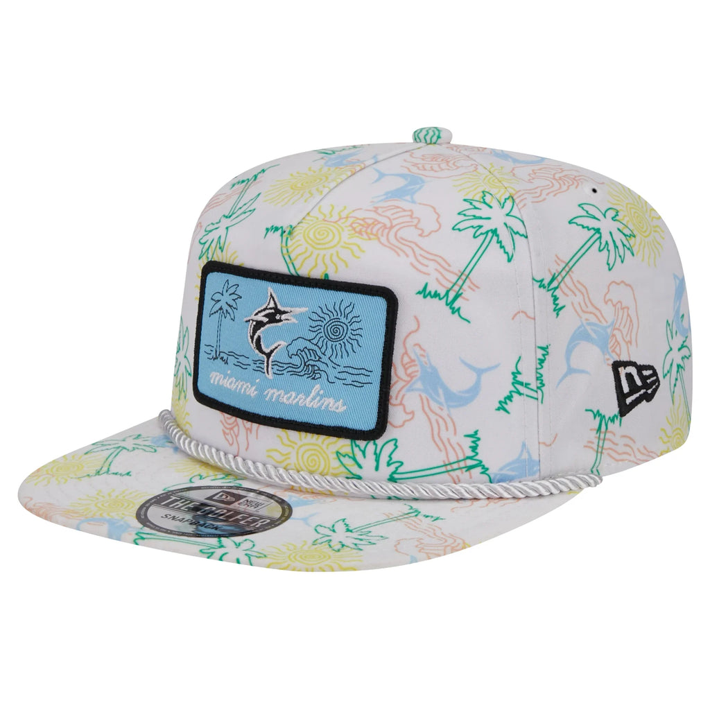 Men's New Era Ivory Miami Marlins Islander Golfer Sizenapback Hat