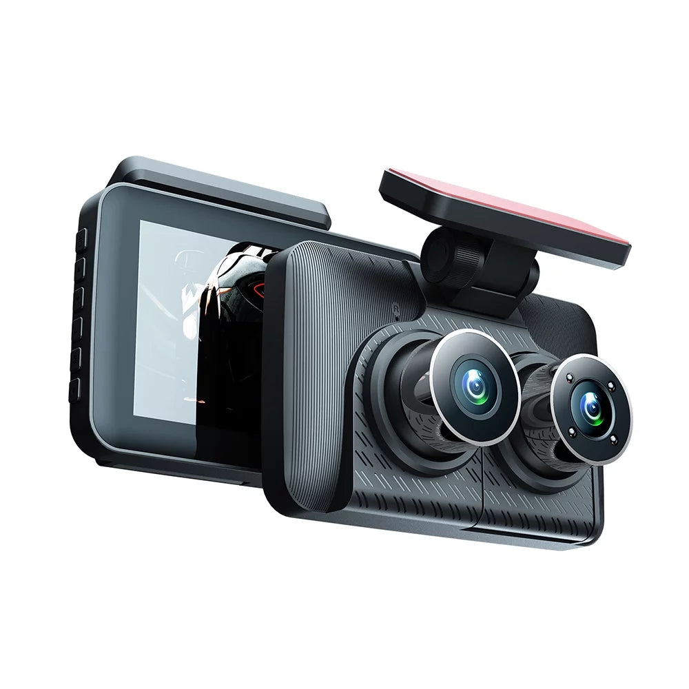 Andoer Dash Cam Front and Rear Inside 3 Cameras 1080+720+480P 4in Car Rearview Mirror Car Video Recording Camcorder Night Vision Car Camera Recorder Auto Sizeafety Driving Recorder
