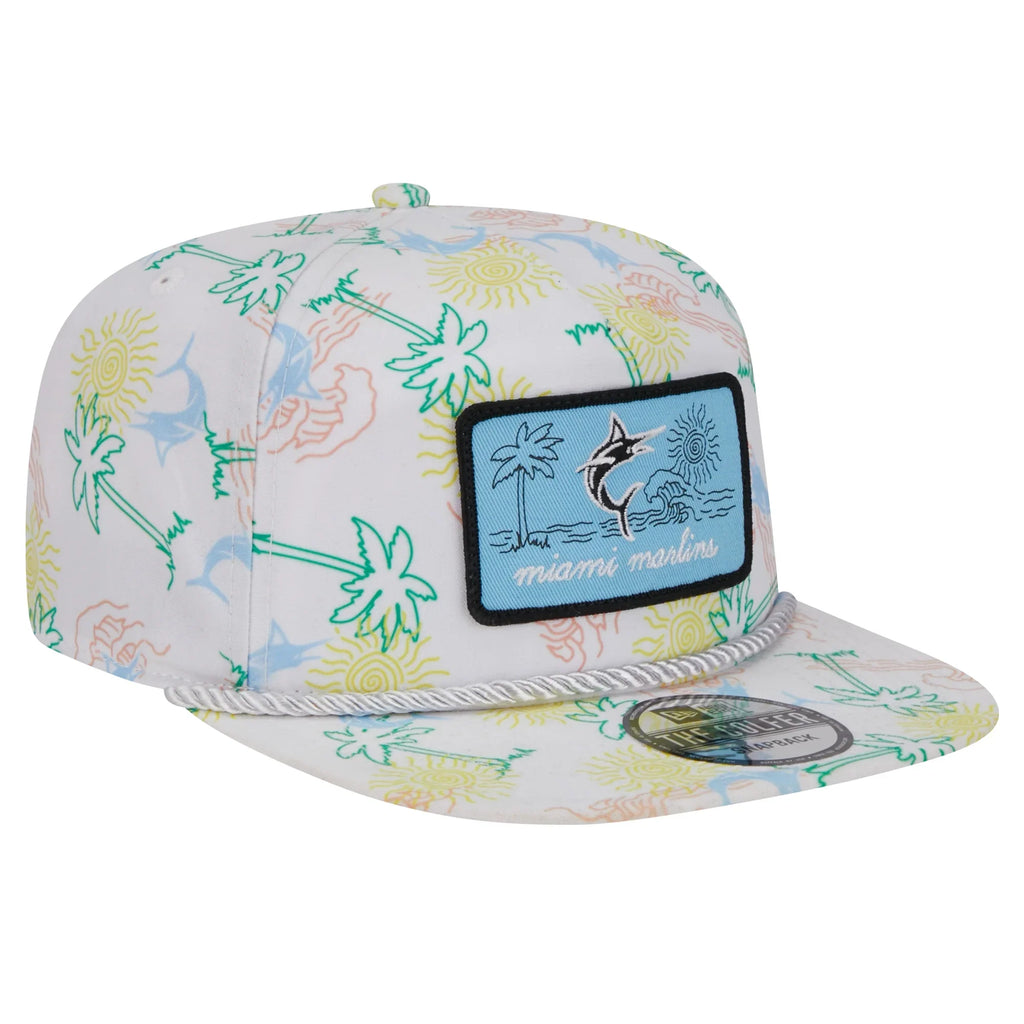 Men's New Era Ivory Miami Marlins Islander Golfer Sizenapback Hat