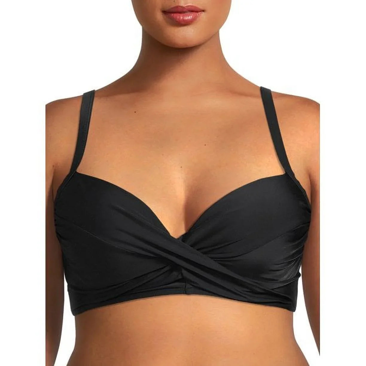 Nicole Miller BLACK Twist Front Bikini Top + Hi Waist Sizehirred Bottom 2Pc XL