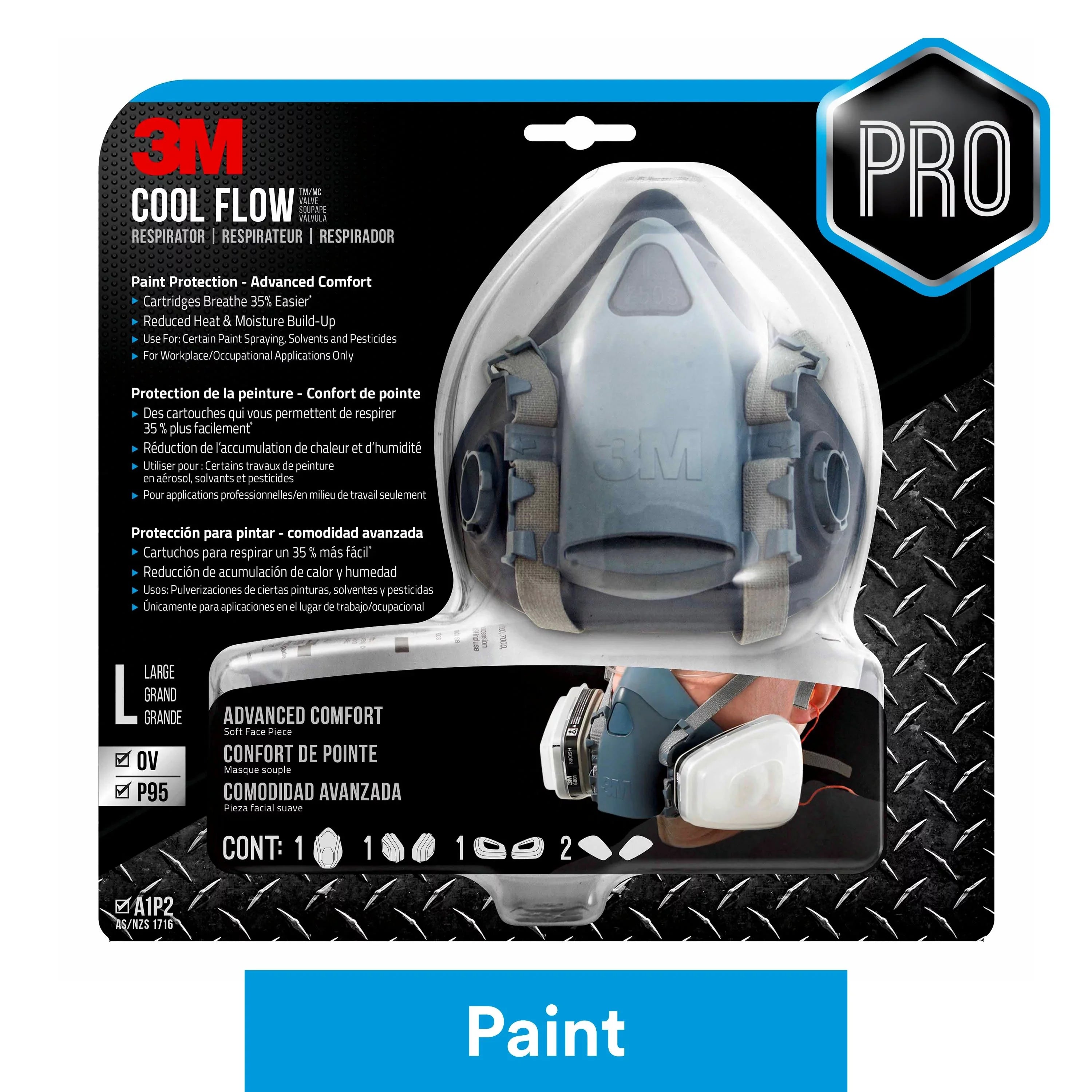 3M Pro Paint Respirator, Large Sizeize, 1 Pack