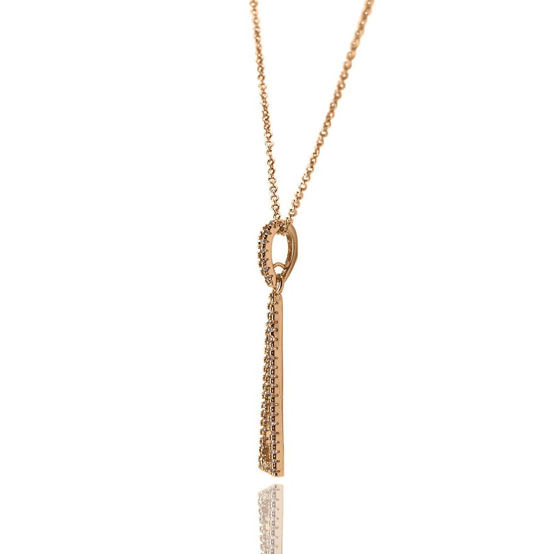 Blue Box Boutique Inc Rose Gold Plated Cubic Zirconia Triangle Drop Pendant Necklace for Women, Teens