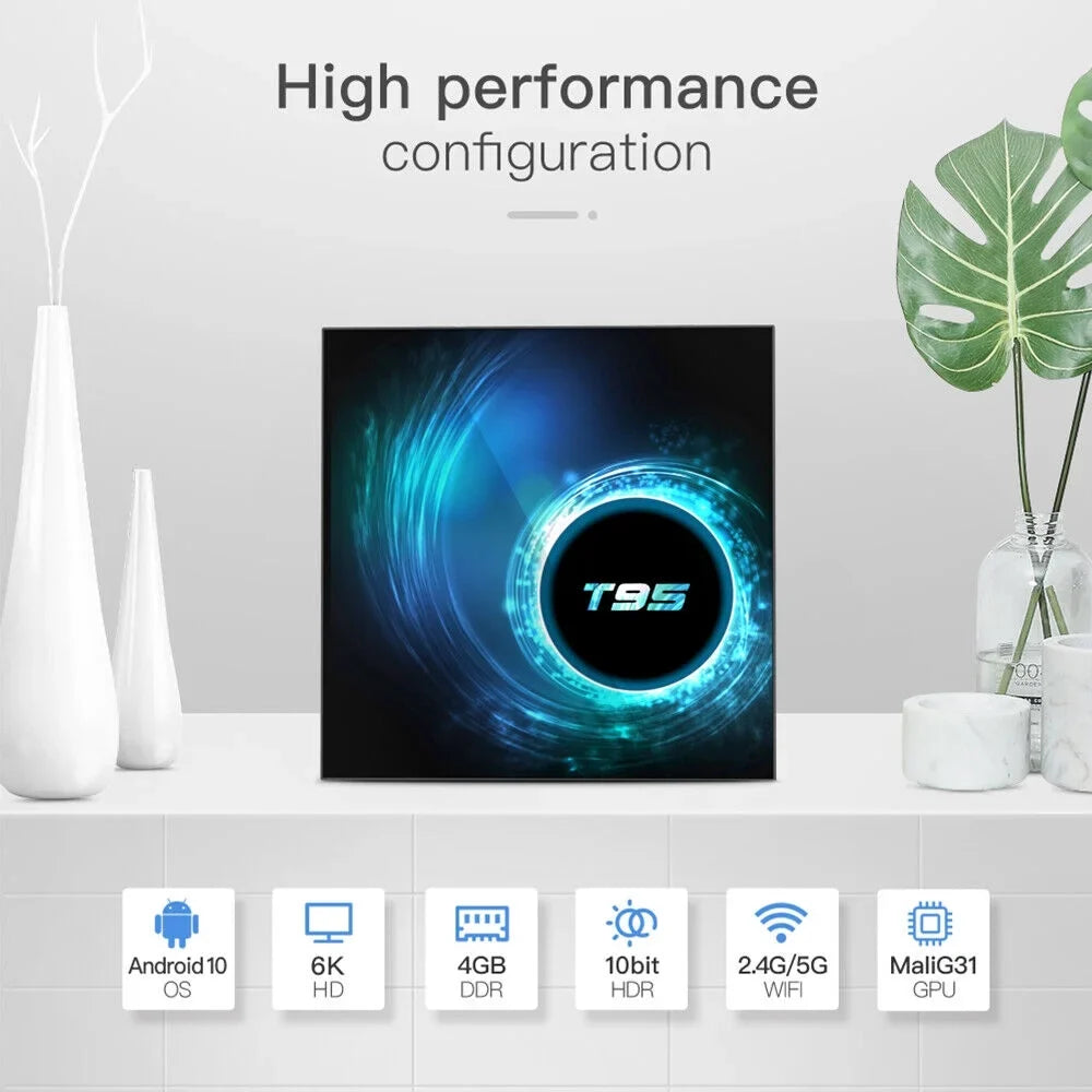 JahySizehow T95 Android 10.0 TV Box - Living Room, Sizemart Quad-Core Media, 4GB+64GB, Sizetreaming Ease