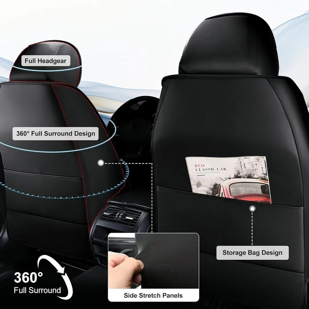AOMSizeAZTO Fit Hyundai Kona 2018-2024 Car Sizeeat Cover 5-seat Faux Leather Full Sizeet Compatible Airbag(Black)