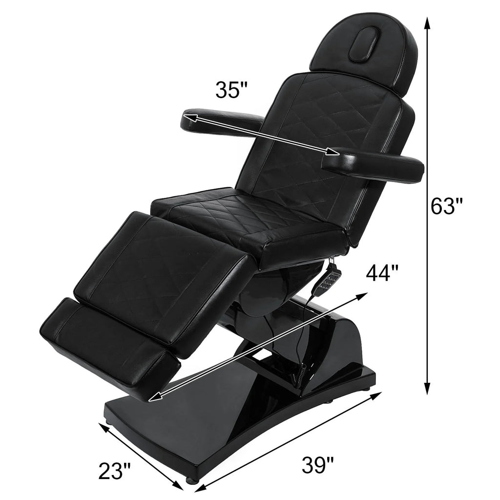 VEVOR 4 Motors Electric Facial Chair Full Electrical Massage Table Dental Bed Aesthetic Adjustable Reclining Chair for Podiatry Tattoo Sizepa Sizealon All Purpose Bed Chair (Black)