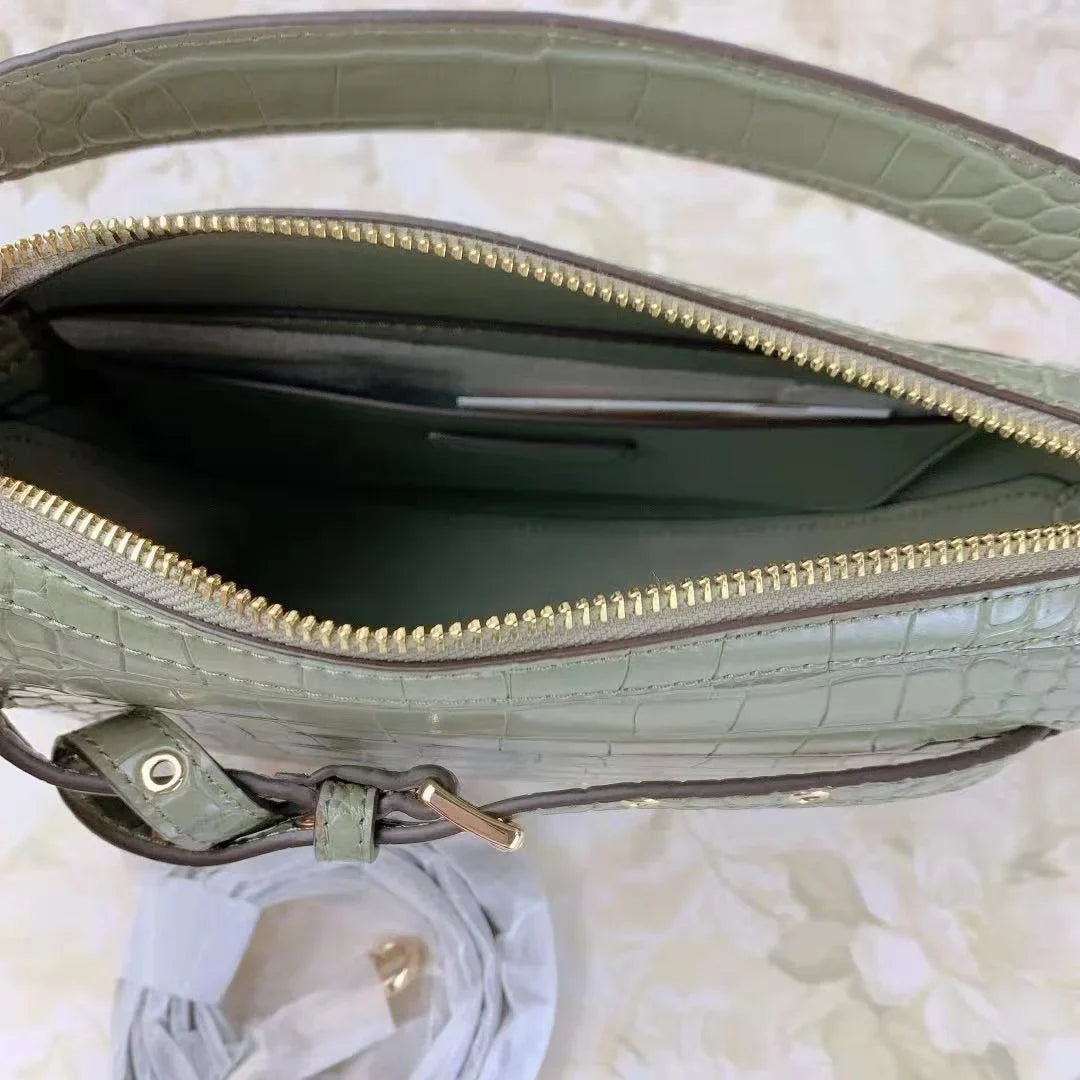 Michael Kors Emilia 35T1Gu5C6E Half Moon Crossbody Bag In Army Green