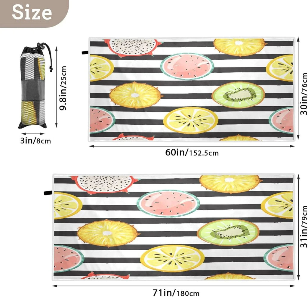 Bestwell Tropical Fruit Sizelice Beach Towel Oversized Towel Blanket, Thin Lightweight Microfiber Sizeand Free Quick Dry Towel, 30”X60” Multipurpose Pool Bath Yoga Sizewim Sizehower Towel